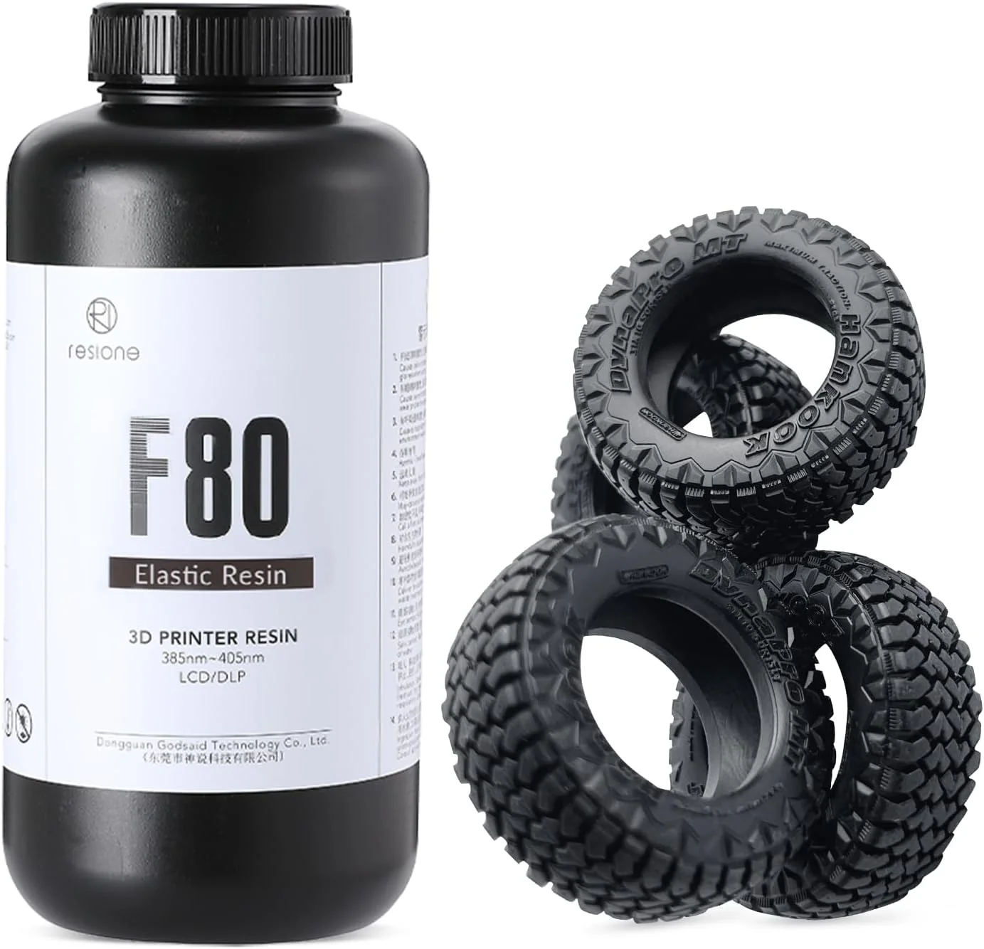رزین پرینتر سه بعدی RESIONE، رزین الاستیک F80، رزین سخت شونده UV با طول موج 405 نانومتر، رزین فوتوپلیمری با ضربه پذیری بالا برای پرینت سه بعدی LCD DLP MSLA (مشکی، 1000 گرم)