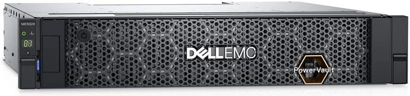 آرایه ذخیره سازی Dell ME5024، کنترلر دوگانه 8 پورت 32 گیگابایتی FC Type-B، پورت 8x SFP+، ریل های رک 2U، درایو حالت جامد 8x 3.84 ترابایتی SSD SAS، پرکننده هارد دیسک، منبع تغذیه 2x 580W | ME5024