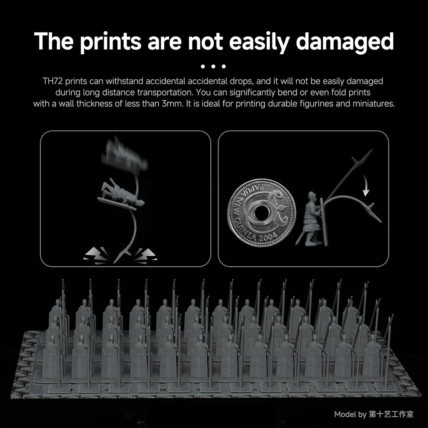 رزین سه بعدی انعطاف پذیر و مقاوم RESIONE - رزین فتوپلیمر مقاوم در برابر آب و هوا TH72 برای چاپ سه بعدی - رزین پرینتر سه بعدی UV 405 نانومتر برای فیگورها به ویژه مو/شنل/شمشیر - خاکستری مات خم شو، غیر شکننده 1 کیلوگرم