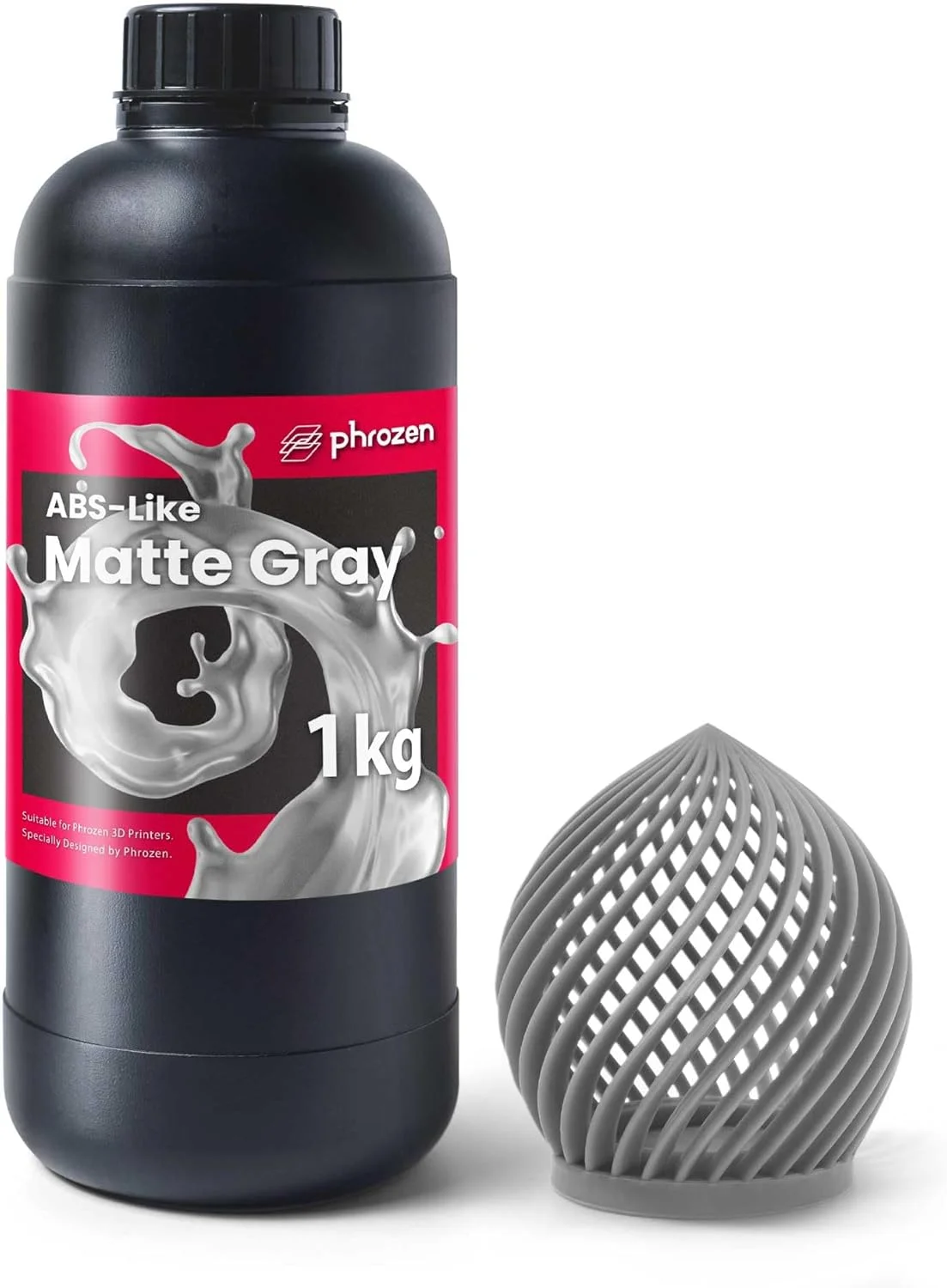 رزین سریع آب‌شوی پرینتر سه بعدی PHROZEN، مدل خاکستری رزین فوتوپلیمر UV کیورینگ LCD با طول موج 405 نانومتر برای پرینت با دقت بالا، بوی کم، غیر شکننده، چاپ آسان، تمیز کردن و کیور آسان (1 کیلوگرم)