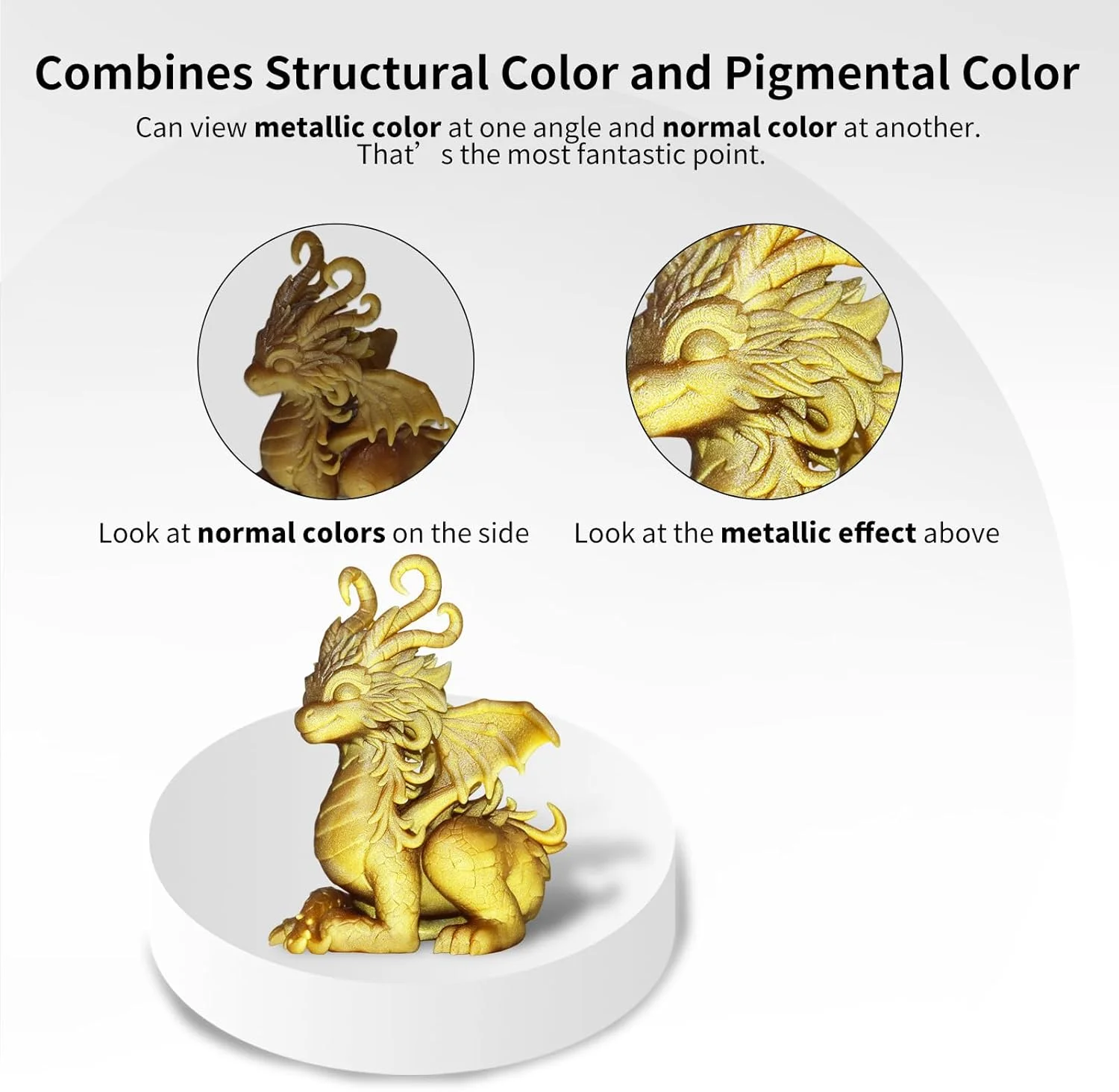 رزین متالیک پرینتر سه بعدی YOUSU، 1 کیلوگرم رزین سریع سخت شونده سه بعدی، رزین فوتوپلیمری با جلوه متالیک جادویی برای چاپ سه بعدی LCD DLP (1000 گرم، طلایی متالیک)