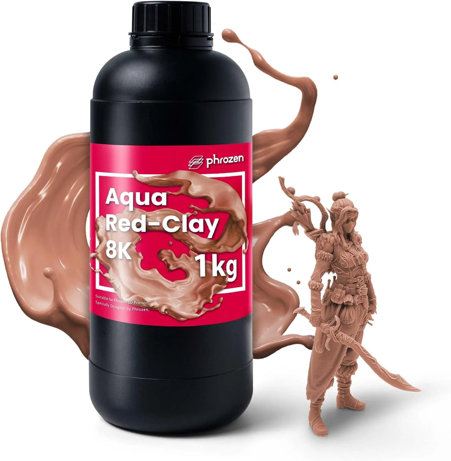 رزین سریع پرینتر سه بعدی Phrozen [آکوا قرمز-رسی 8K]، رزین فوتوپلیمری استاندارد پخت UV ال سی دی 405 نانومتری برای مدل های بسیار دقیق، کم بو و غیر شکننده، بهترین عملکرد با پرینتر سه بعدی ال سی دی 8K (1 کیلوگرم)