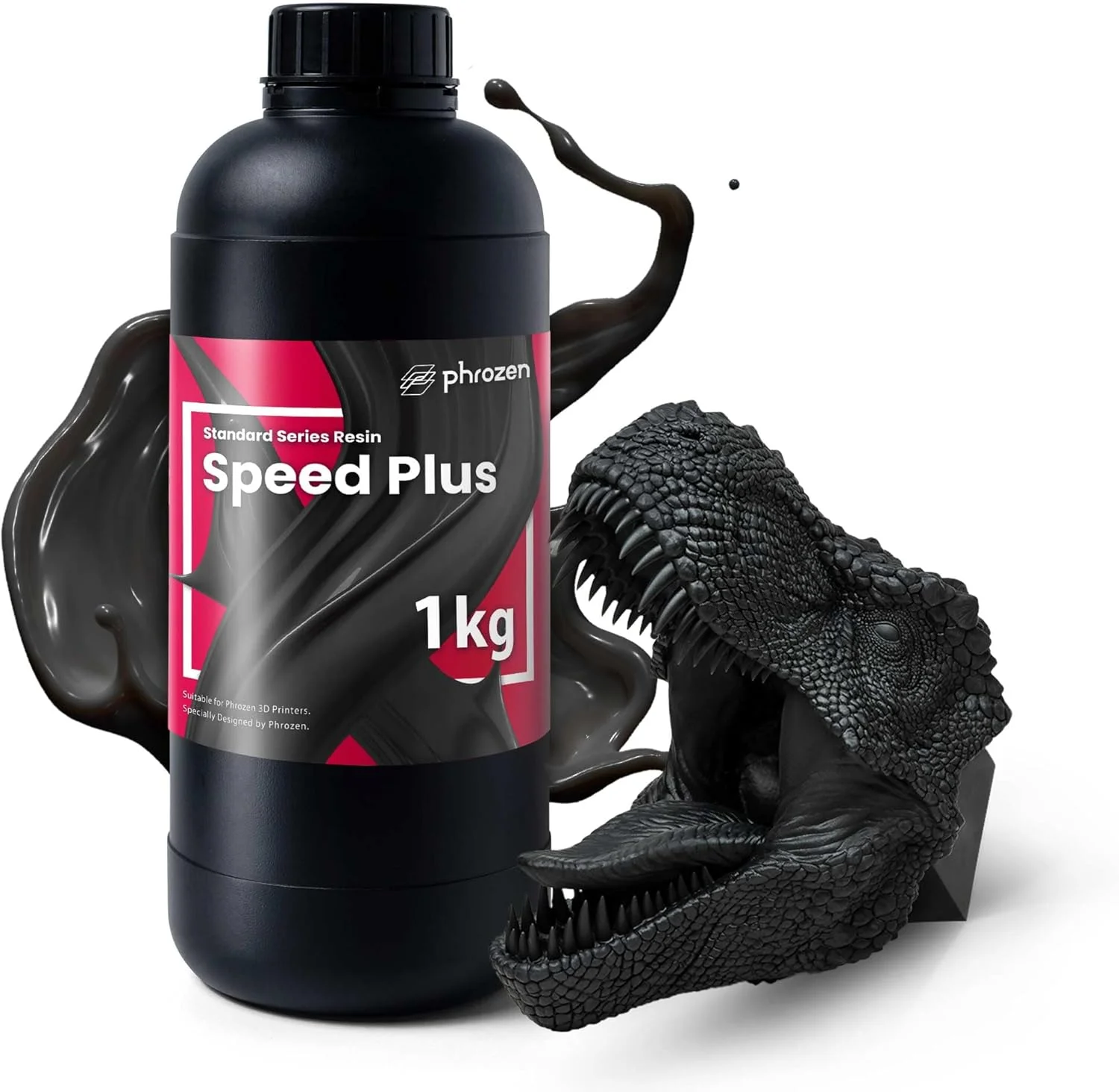 رزین Phrozen Speed Plus برای چاپ سه بعدی فوق سریع، فوتوپلیمر پخت UV با طول موج 405 نانومتر، دقت بالا، انقباض کم، پخت سریع برای پرینترهای LCD/DLP/SLA - مشکی (1 کیلوگرم)