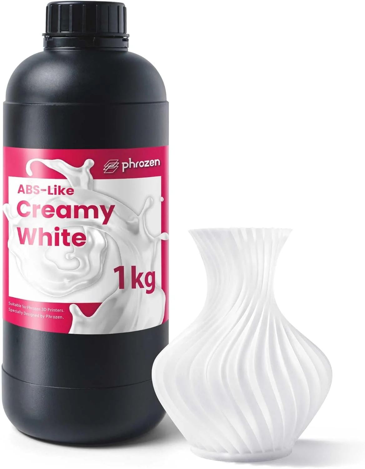 رزین چاپ سه بعدی کرمی سفید شبیه ABS فروزن، پخت UV با طول موج 405 نانومتر، غیر شکننده، انقباض کم، ویسکوزیته کم، بوی کم، 1 کیلوگرم