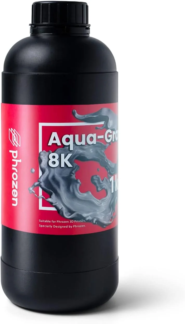 رزین خاکستری 8K آکوا پروزن برای پرینتر سه بعدی، رزین فوتوپلیمری سخت شونده با UV LCD با طول موج 405 نانومتر برای پرینت با دقت بالا، بوی کم، غیر شکننده، غیر سمی، تمیز کردن و کیور آسان (1 کیلوگرم)