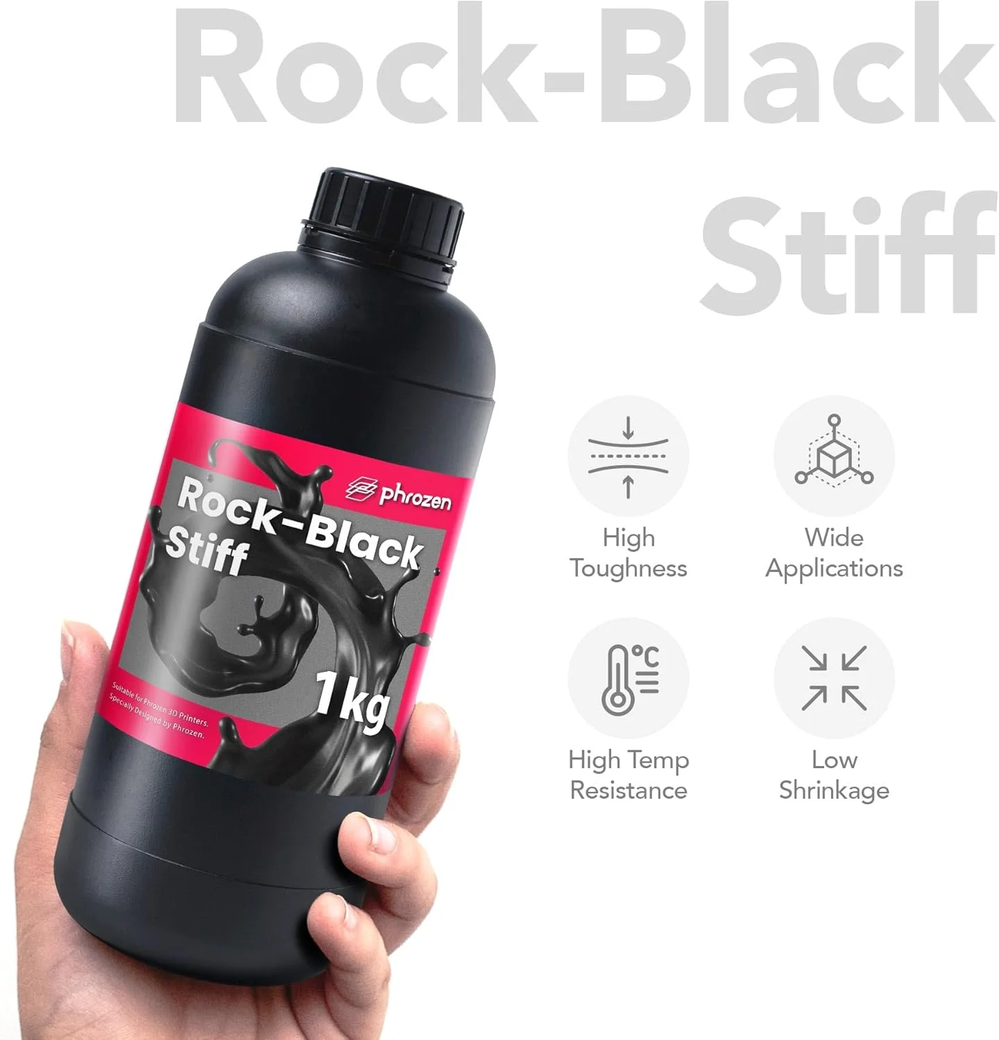 رزین پرینت سه بعدی سخت و مقاوم Phrozen Rock-Black، یک کیلوگرم