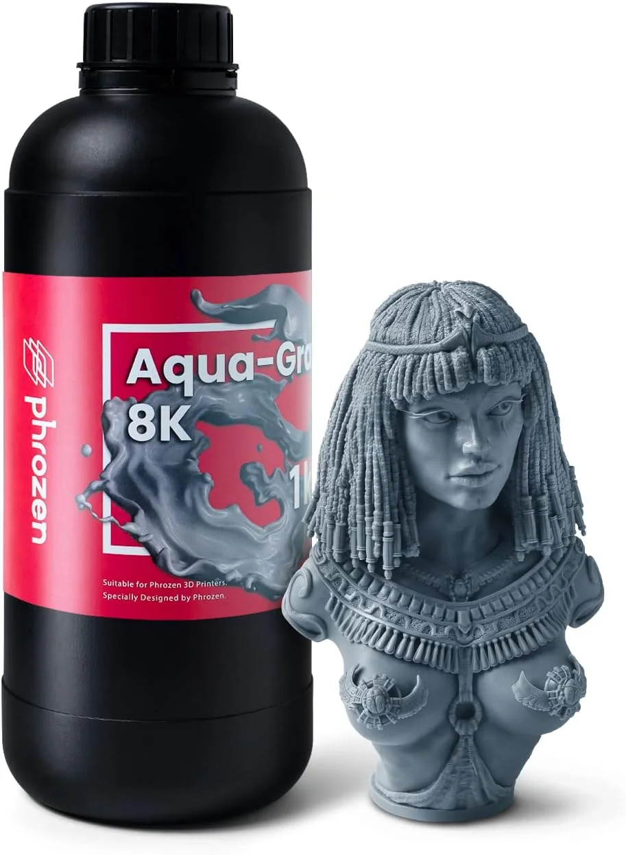 رزین خاکستری 8K آکوا پروزن برای پرینتر سه بعدی، رزین فوتوپلیمری سخت شونده با UV LCD با طول موج 405 نانومتر برای پرینت با دقت بالا، بوی کم، غیر شکننده، غیر سمی، تمیز کردن و کیور آسان (1 کیلوگرم)