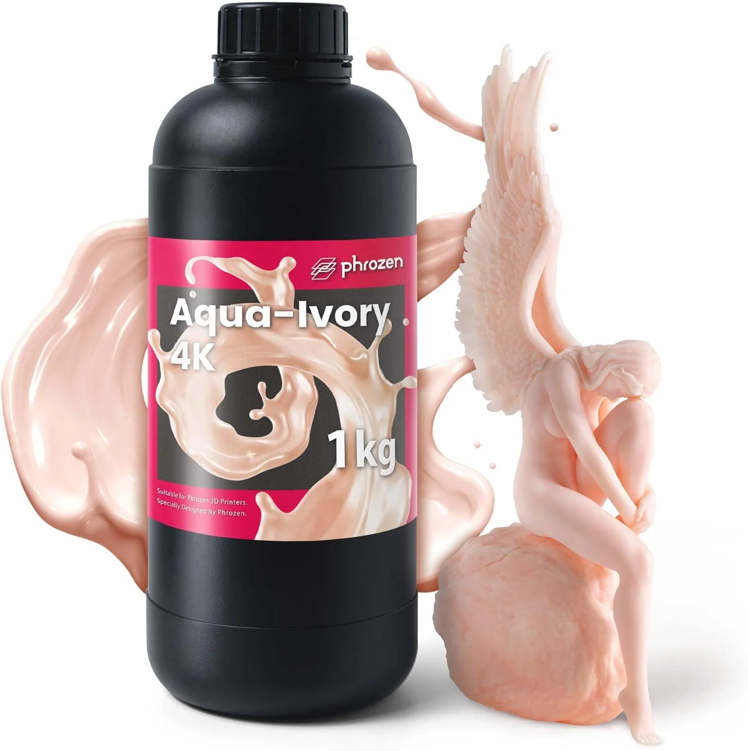 پرینتر سه بعدی رزینی سریع Phrozen - [Aqua-Ivory 4K]، رزین فتوپلیمری استاندارد پخت ال سی دی UV 405 نانومتری برای چاپ سریع با دقت بالا، بوی کم، غیر شکننده (1 کیلوگرم)