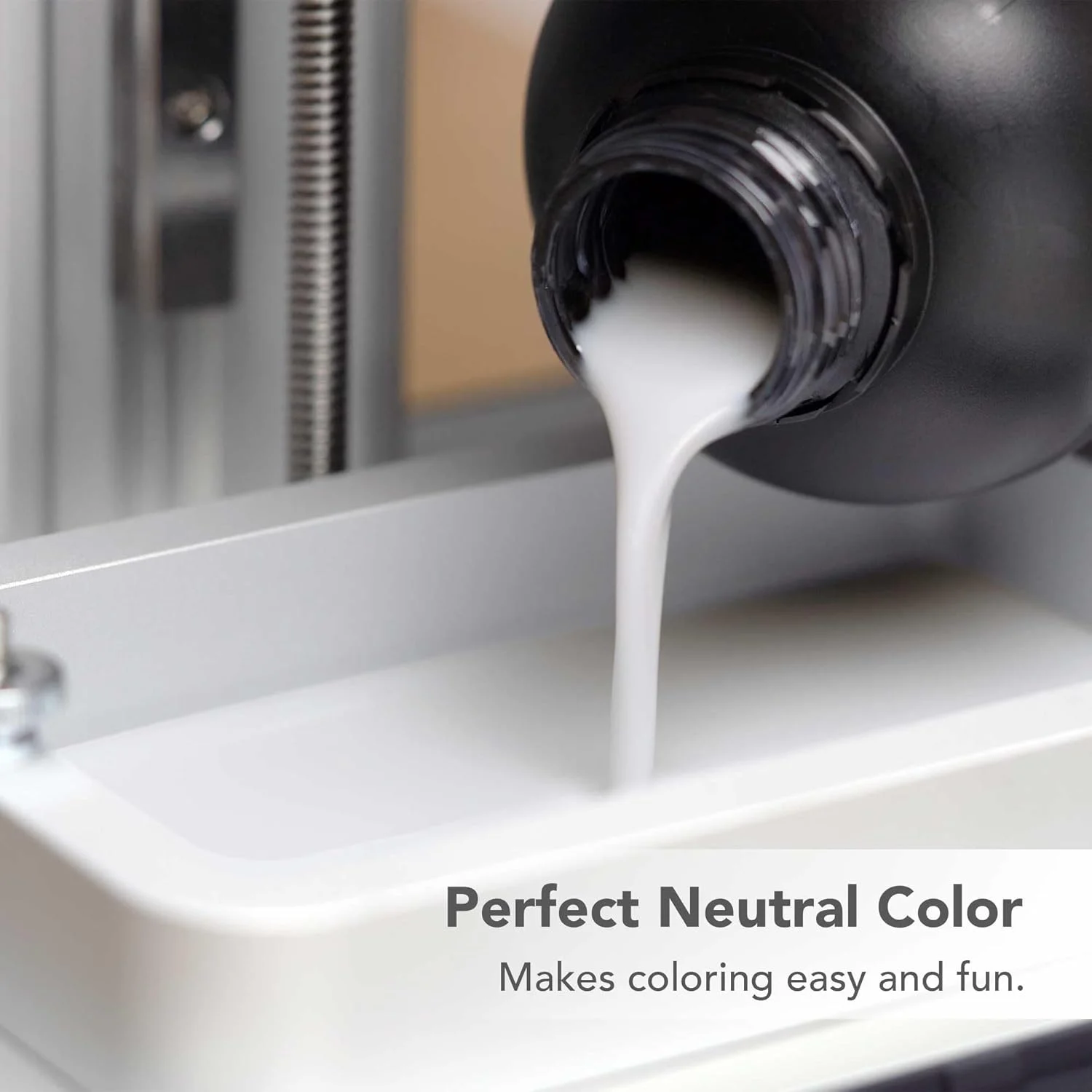 رزین چاپ سه بعدی کرمی سفید شبیه ABS فروزن، پخت UV با طول موج 405 نانومتر، غیر شکننده، انقباض کم، ویسکوزیته کم، بوی کم، 1 کیلوگرم