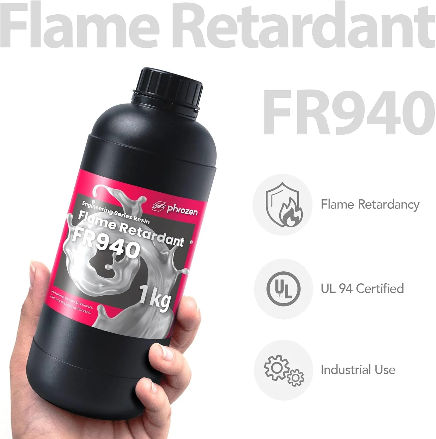 رزین مهندسی Phrozen سری مقاوم در برابر آتش FR940، رزین چاپ سه بعدی، 1 کیلوگرم