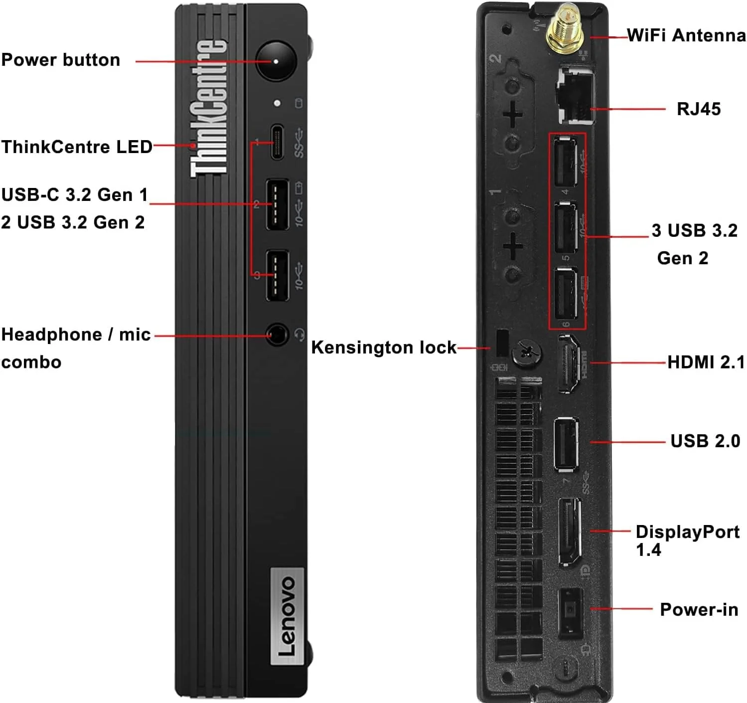 کامپیوتر رومیزی کوچک تجاری Lenovo ThinkCentre M70q Gen 5 Tiny 1L، پردازنده نسل چهاردهم Intel 10 هسته ای i5-14400T (بهتر از i7-13700T)، رم 32 گیگابایتی DDR5، حافظه SSD 1 ترابایتی PCIe، وای فای 6، پورت HDMI، پورت DP، ویندوز 11 پرو، AZ-XUT