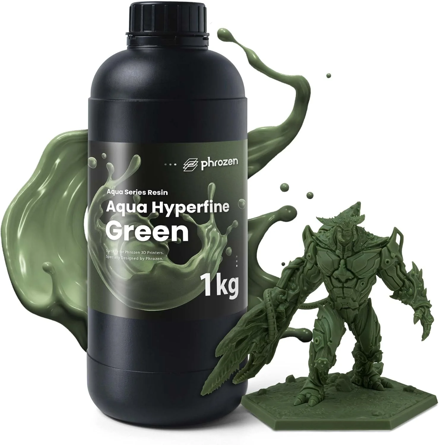 رزین فوتوپلیمر Aqua Hyperfine Phrozen برای پرینترهای سه بعدی با رزولوشن 9K، 12K یا بالاتر، چاپ سه بعدی 405 نانومتری LCD UV با انقباض کم و دقت فوق العاده، پرداخت سطح صاف (سبز، 1 کیلوگرم)