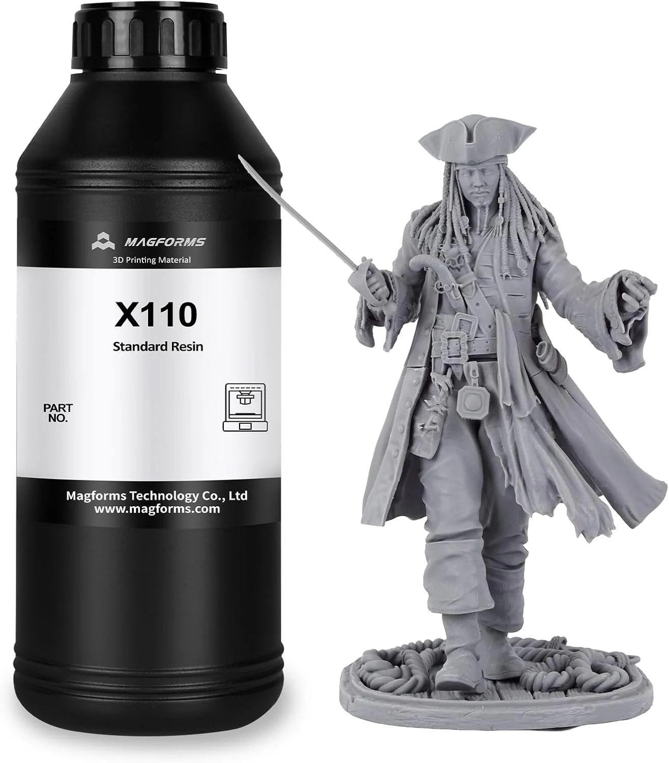 رزین پرینتر سه بعدی استاندارد پرو X110، رزین کیورینگ UV با طول موج 405 نانومتر با چقرمگی و استحکام بالا، رزین فوتوپلیمری کیورینگ سریع برای پرینت سه بعدی LCD DLP (خاکستری روشن، 1000 گرم)