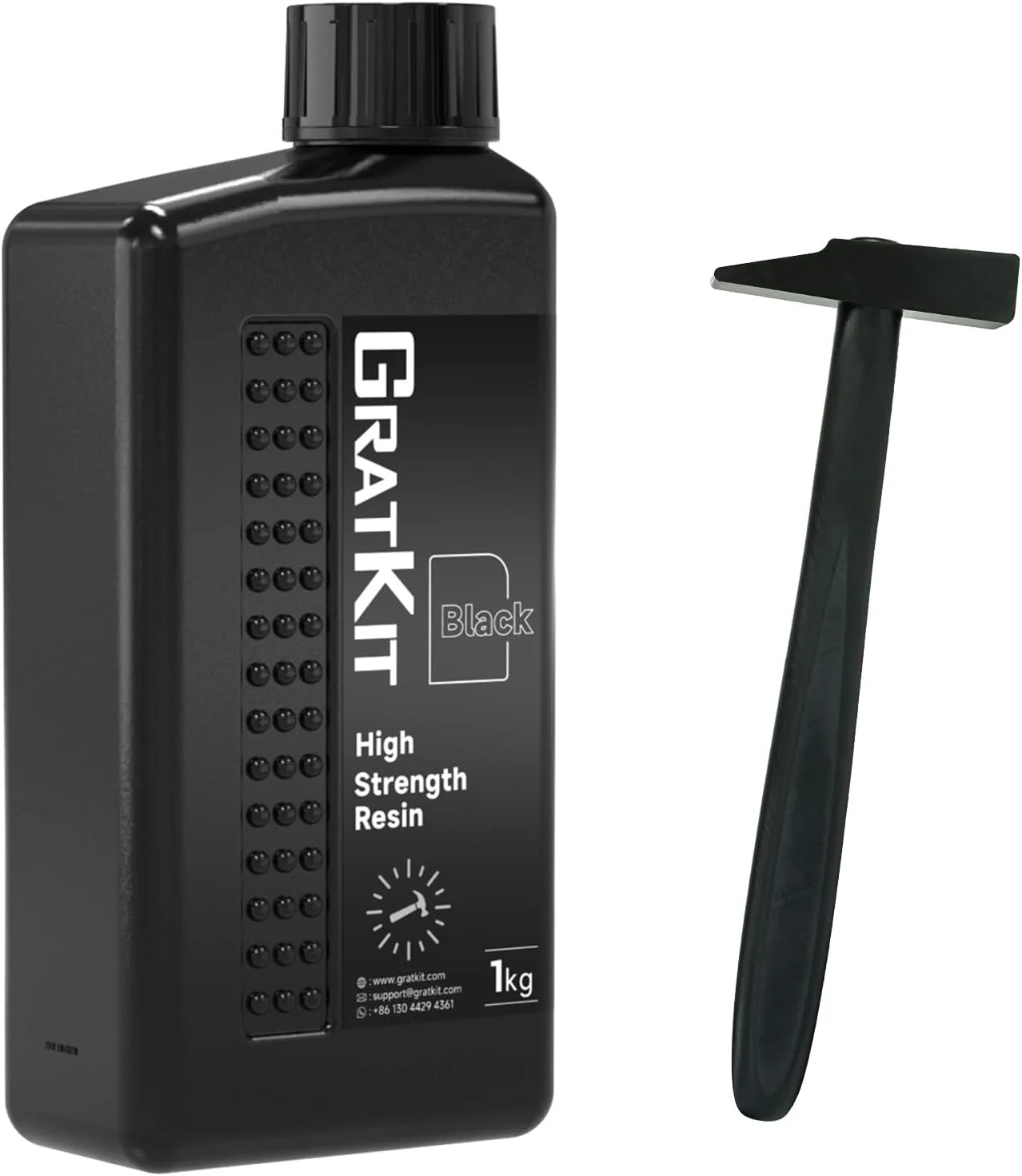 رزین پرینتر سه بعدی با استحکام بالا GratKit، رزین پرینتر سه بعدی SLA/DLP/LCD UV 405 نانومتر، رزین فنی با چقرمگی بالا (1000 گرم، مشکی)