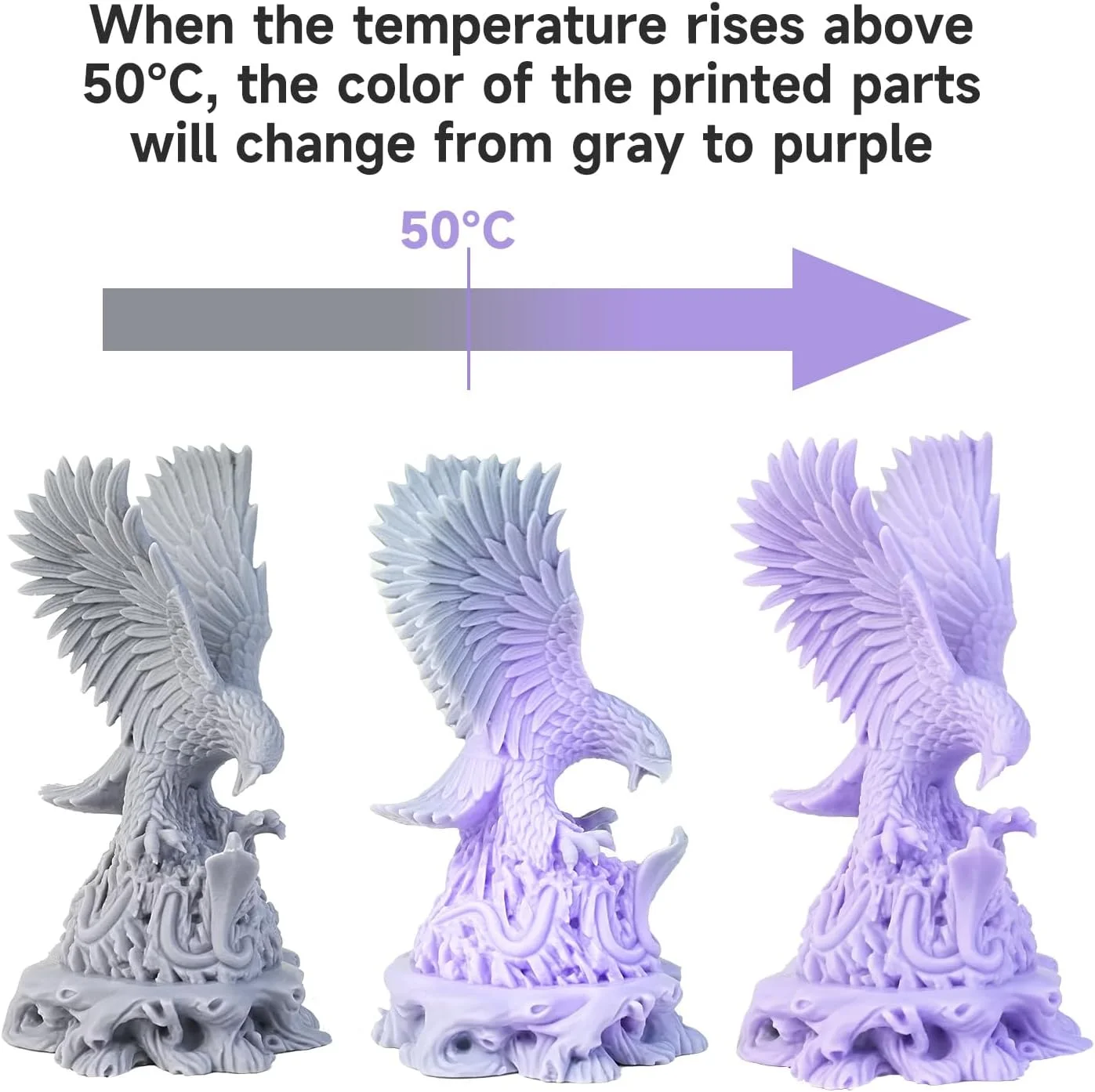 رزین ترموکرومیک GratKit - رزین چاپگر سه بعدی ترموکروماتیک 1 کیلوگرمی، رزین پخت UV با طول موج 405 نانومتر برای چاپ سه بعدی LCD، تغییر رنگ از خاکستری به بنفش، 1000 گرم