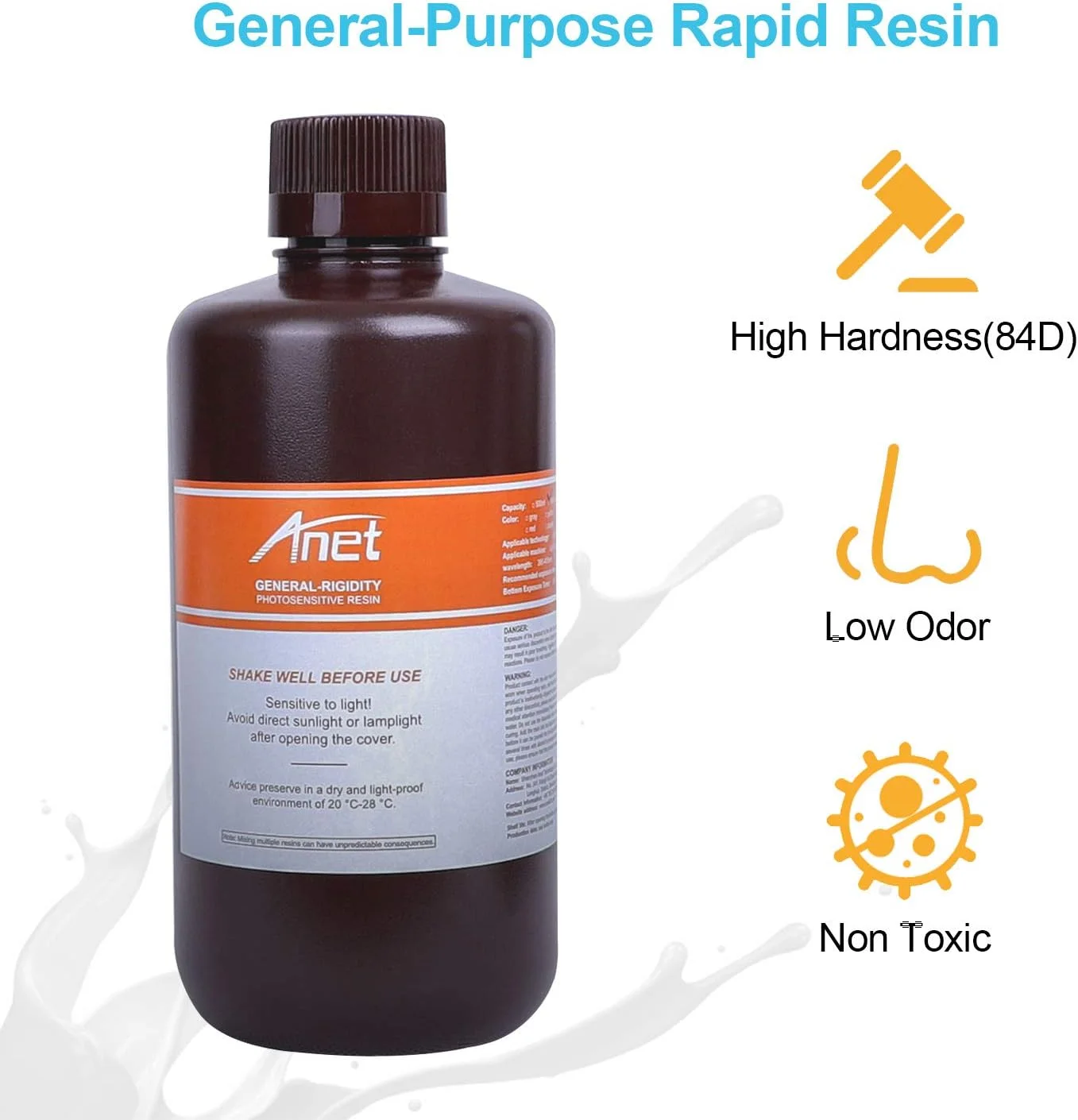 رزین سریع الاثر چند منظوره 405 نانومتری، رزین پلیمری استاندارد با بوی کم، 1000 میلی لیتر برای پرینترهای سه بعدی DLP/LCD