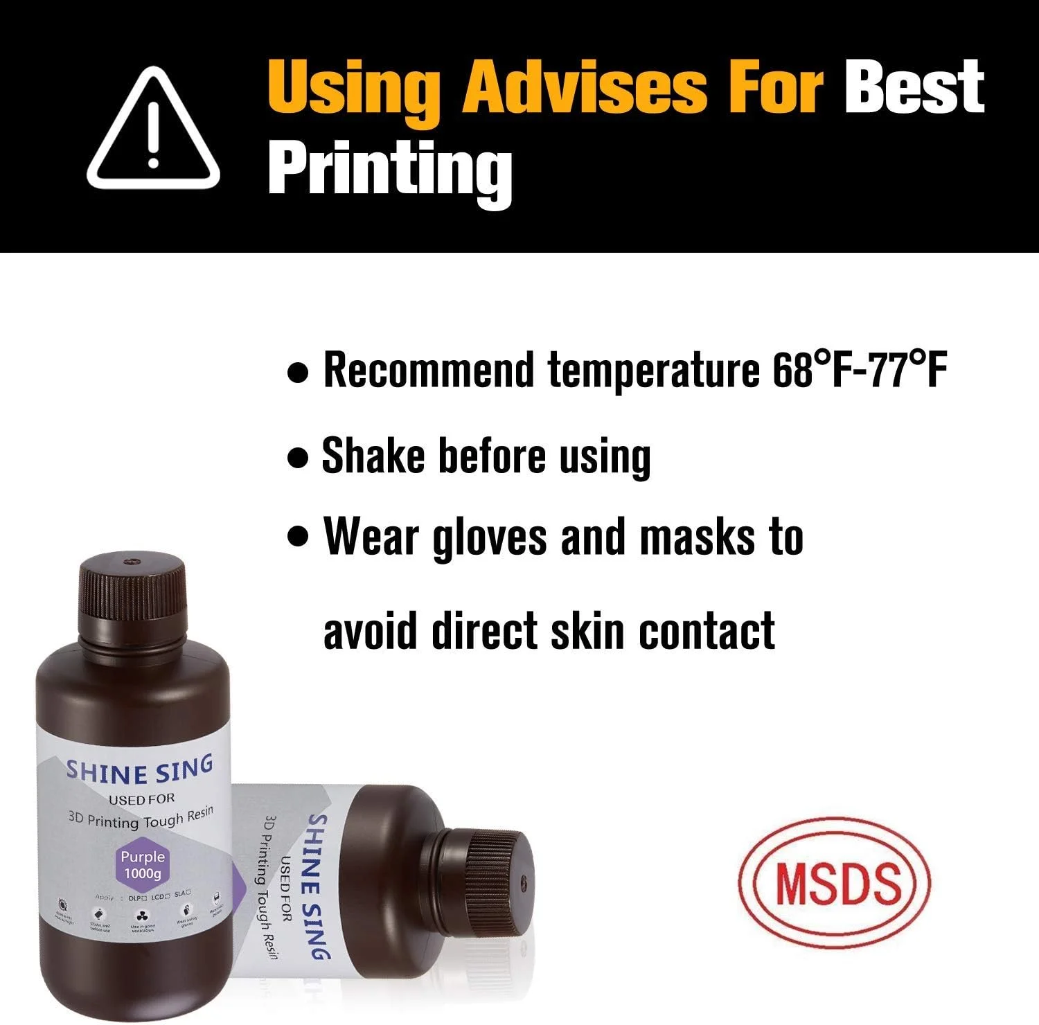 رزین پرینتر سه بعدی SHINE SING، رزین فوتوپلیمر مایع LCD ماده چاپ حساس به UV یک کیلوگرمی