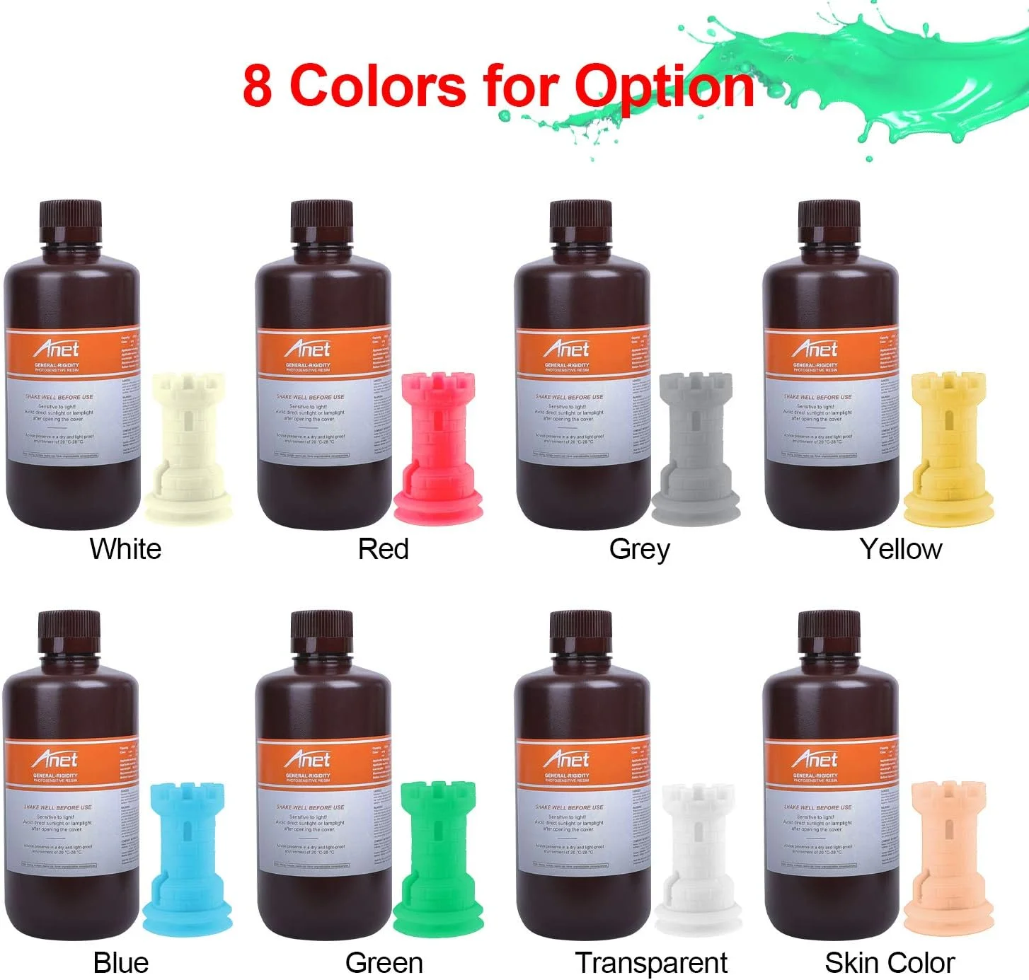 رزین سریع الاثر چند منظوره 405 نانومتری، رزین پلیمری استاندارد با بوی کم، 1000 میلی لیتر برای پرینترهای سه بعدی DLP/LCD