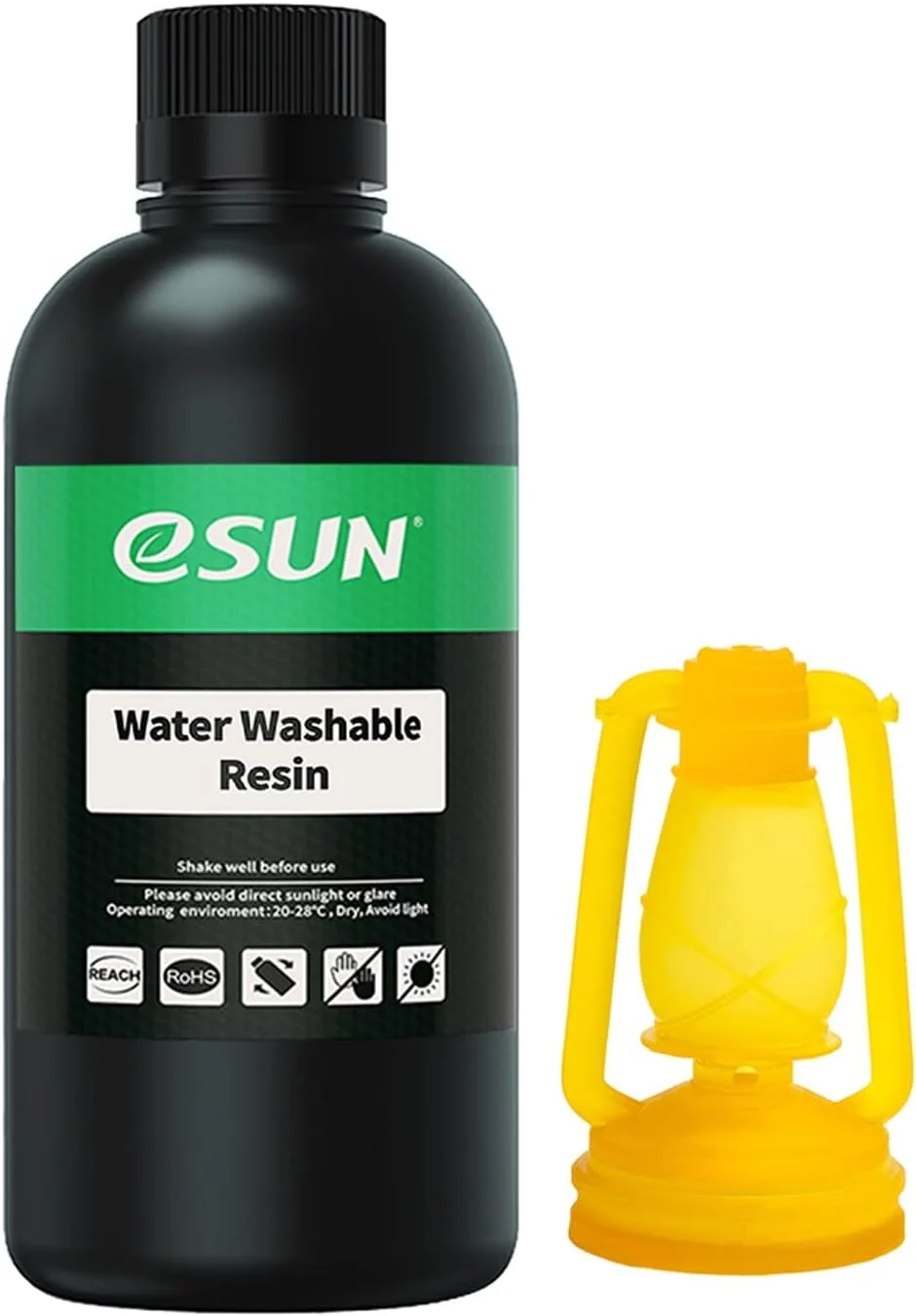 رزین قابل شستشو با آب eSUN برای پرینتر سه بعدی، رزین فوتوپلیمری سریع UV 405 نانومتری، رزین استاندارد فوتوپلیمری برای پرینتر سه بعدی 500 گرمی - زرد