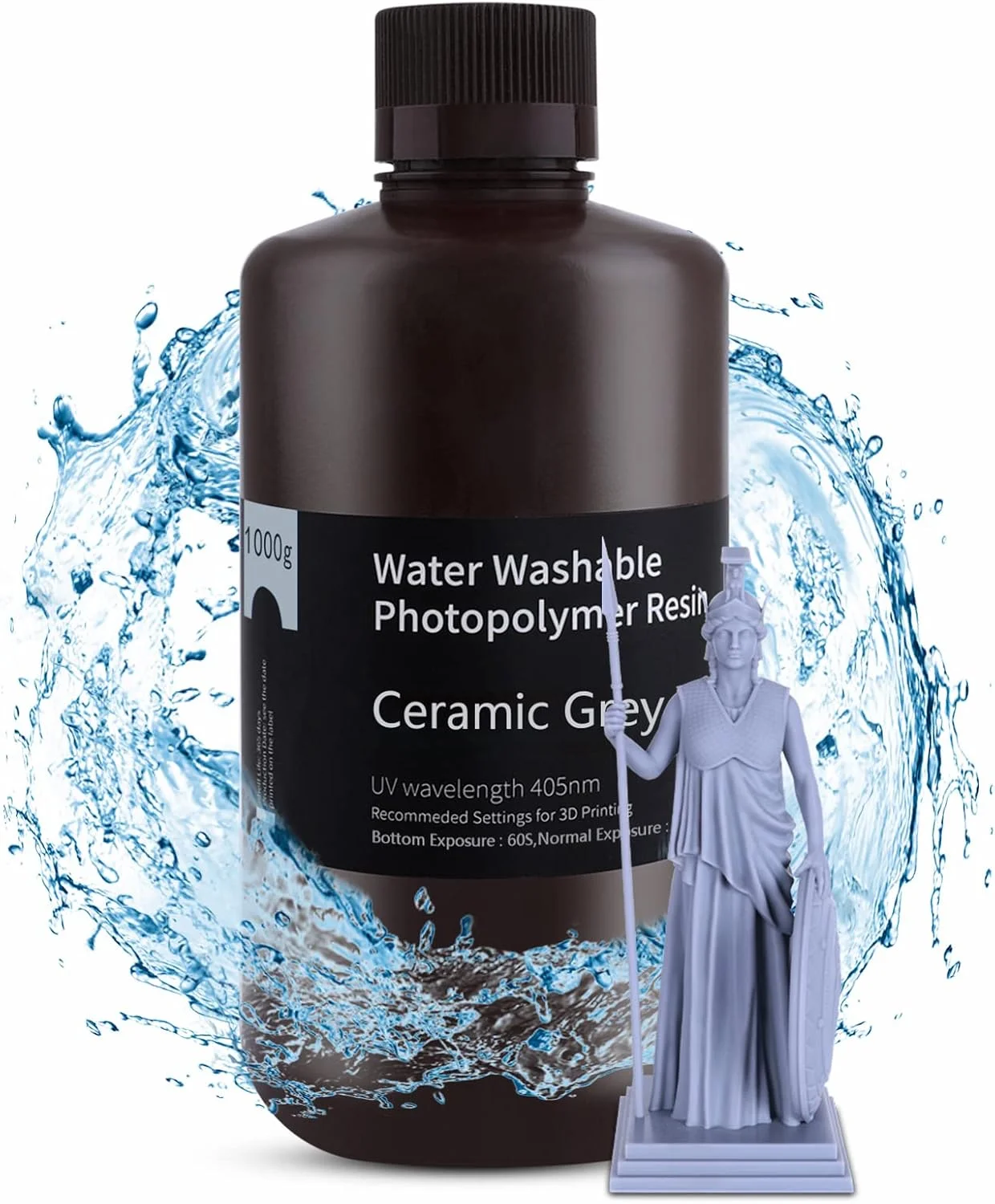 رزین سه بعدی ELEGOO، خاکستری 1000 گرم، قابل شستشو با آب، پخت سریع، دقت بالا، انقباض کم، سازگار با پرینترهای سه بعدی LCD