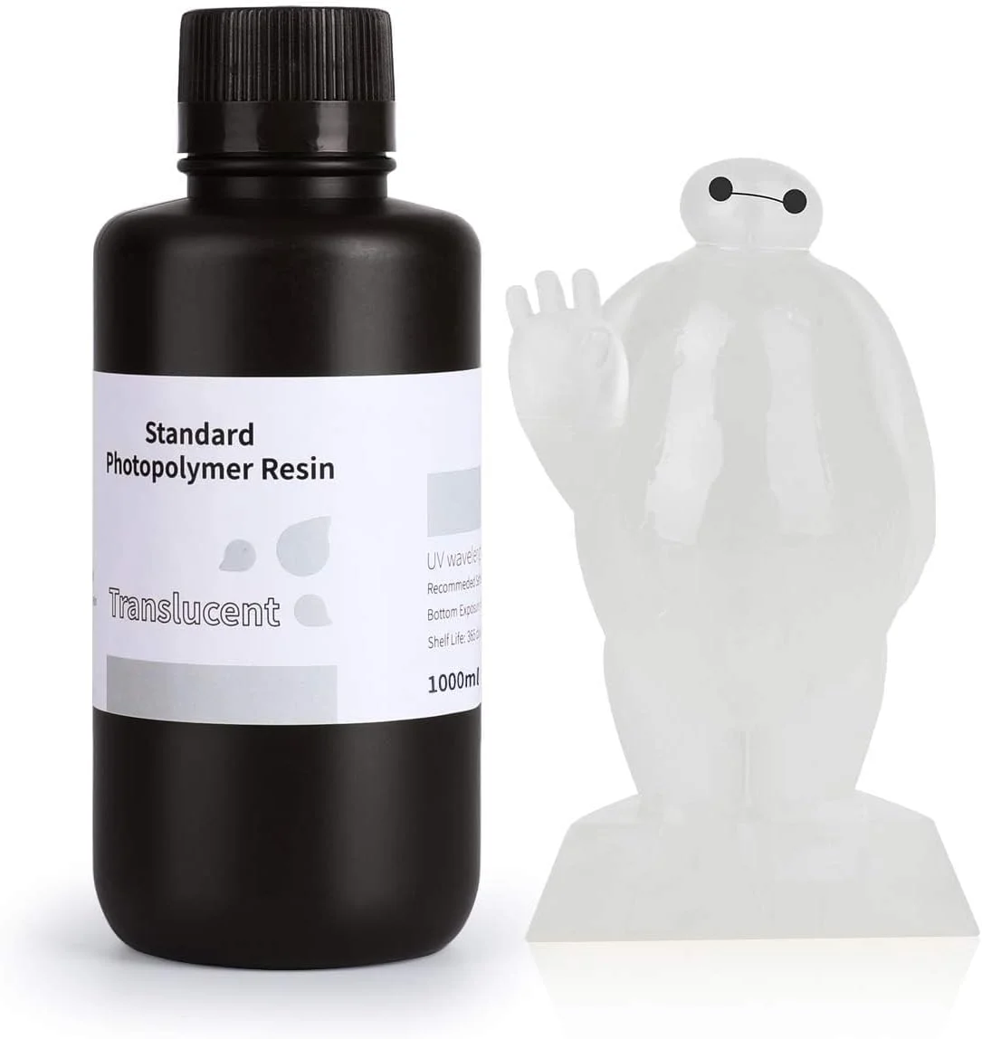 رزین استاندارد الگو برای پرینترهای سه بعدی LCD UV 405 نانومتر، رزین سه بعدی برای پرینتر سه بعدی LCD، رزین استاندارد فوتوپلیمر با دقت بالا و انقباض کم، رزین پرینتر سه بعدی (1000 گرم شفاف)