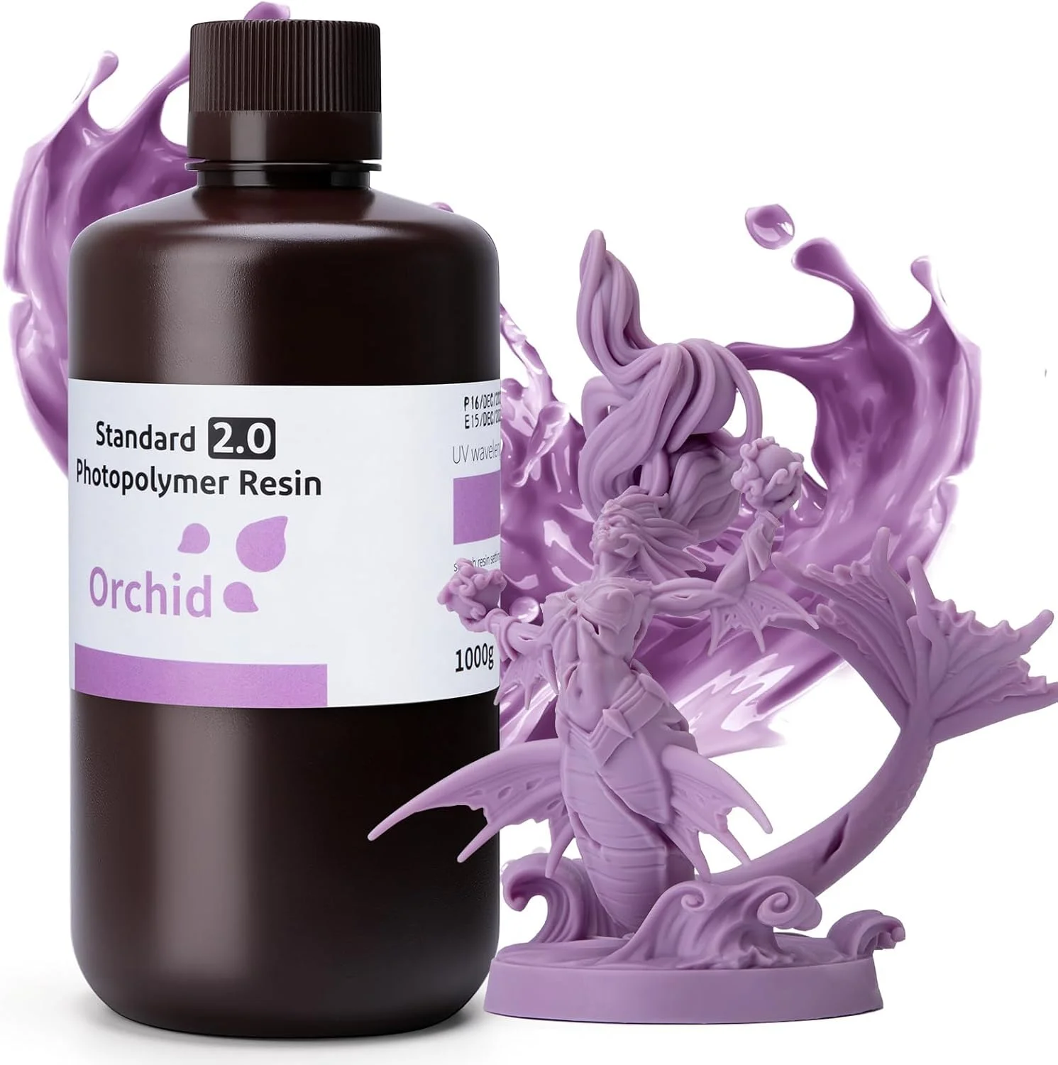 رزین پرینتر سه بعدی ELEGOO مدل Orchid 1000 گرمی، رزین استاندارد 2.0 سریع 405 نانومتری UV رزین فوتوپلیمری 1 کیلوگرمی با پخت سریع برای پرینتر سه بعدی LCD/DLP