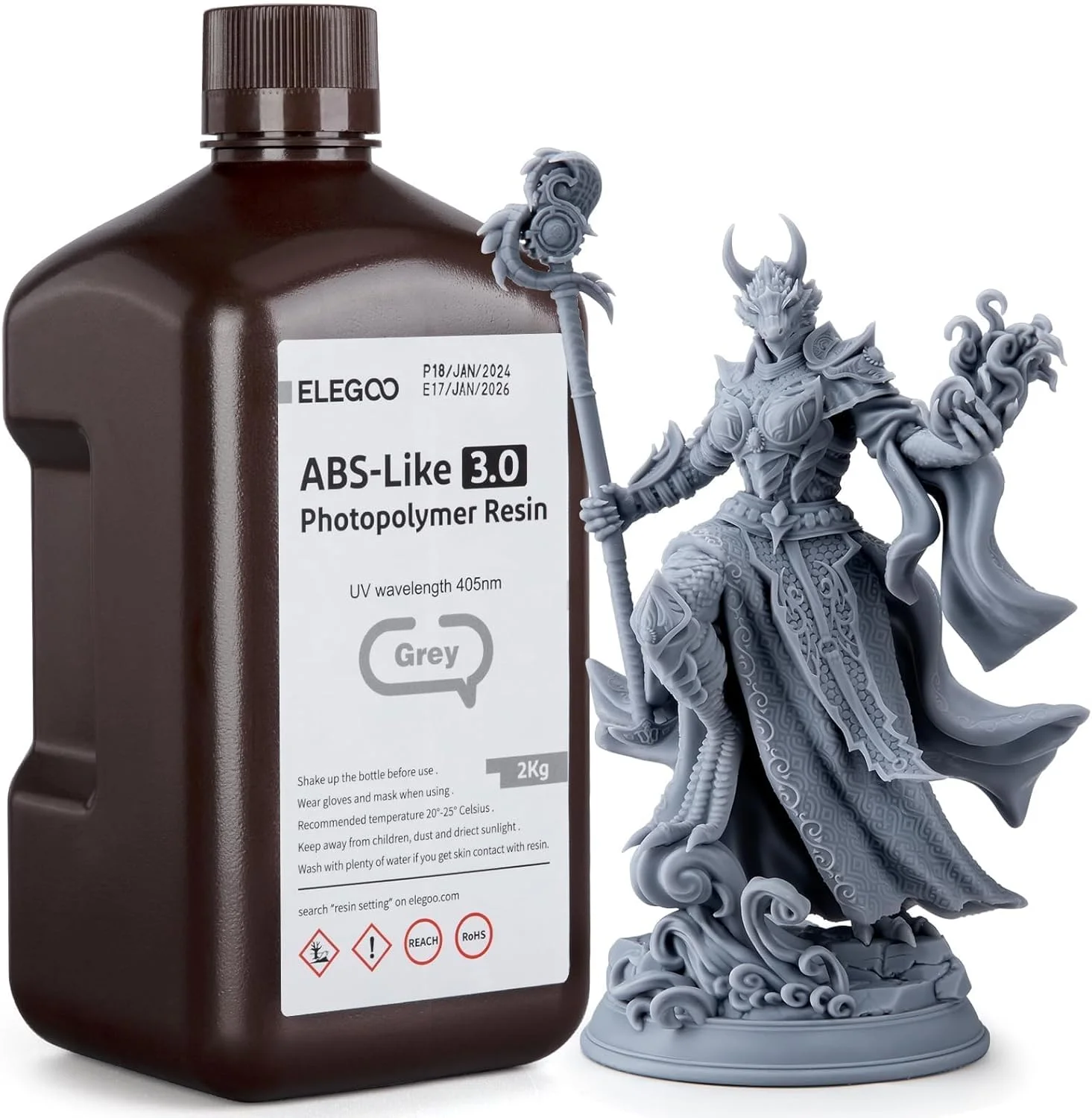 رزین پرینتر سه بعدی ELEGOO Abs 3.0 مشابه، رزین فوتوپلیمری پخت UV 405 نانومتری برای چاپ سه بعدی LCD/DLP، با استحکام و مقاومت بهبود یافته، دقت بالا، ویسکوزیته کم، سین