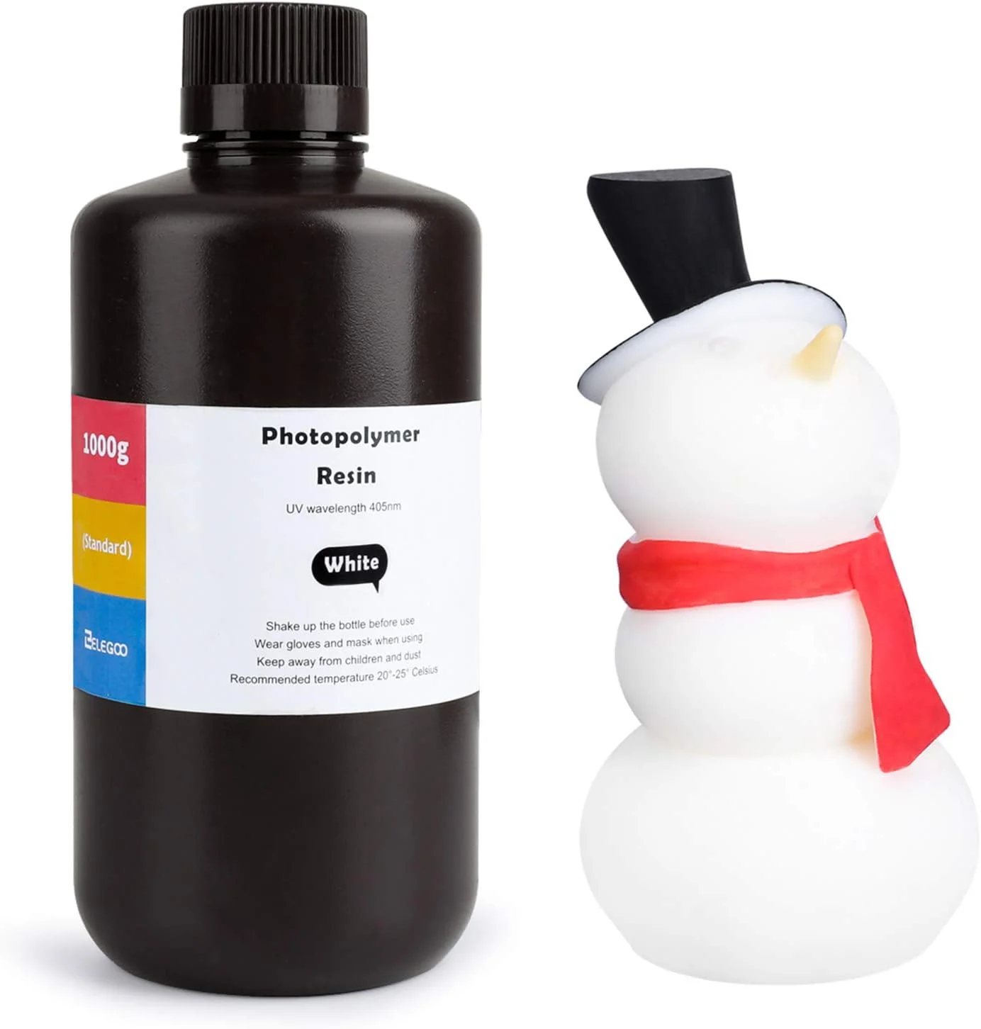 رزین سه بعدی شبیه ABS ELEGOO برای پرینتر سه بعدی LCD، رزین فوتوپلیمر سریع UV 405 نانومتر، رزین ABS پرینتر سه بعدی با انقباض کم، سفید 1000 گرم