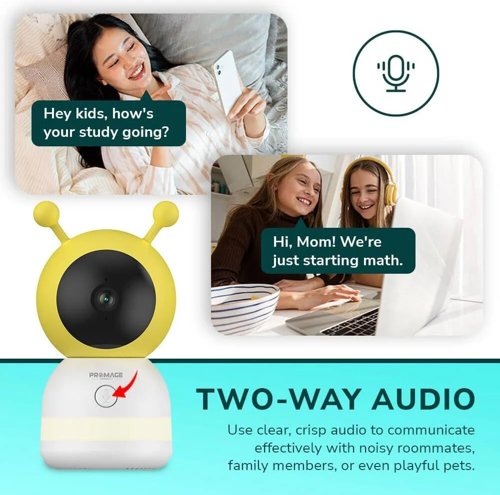 دوربین کنترل کودک همه کاره پرومِیج با PTZ، دید در شب، ردیابی حرکت، تشخیص گریه، صدای دو طرفه، ردیابی خواب، وای فای و فضای ذخیره سازی ابری | همه کاره BM