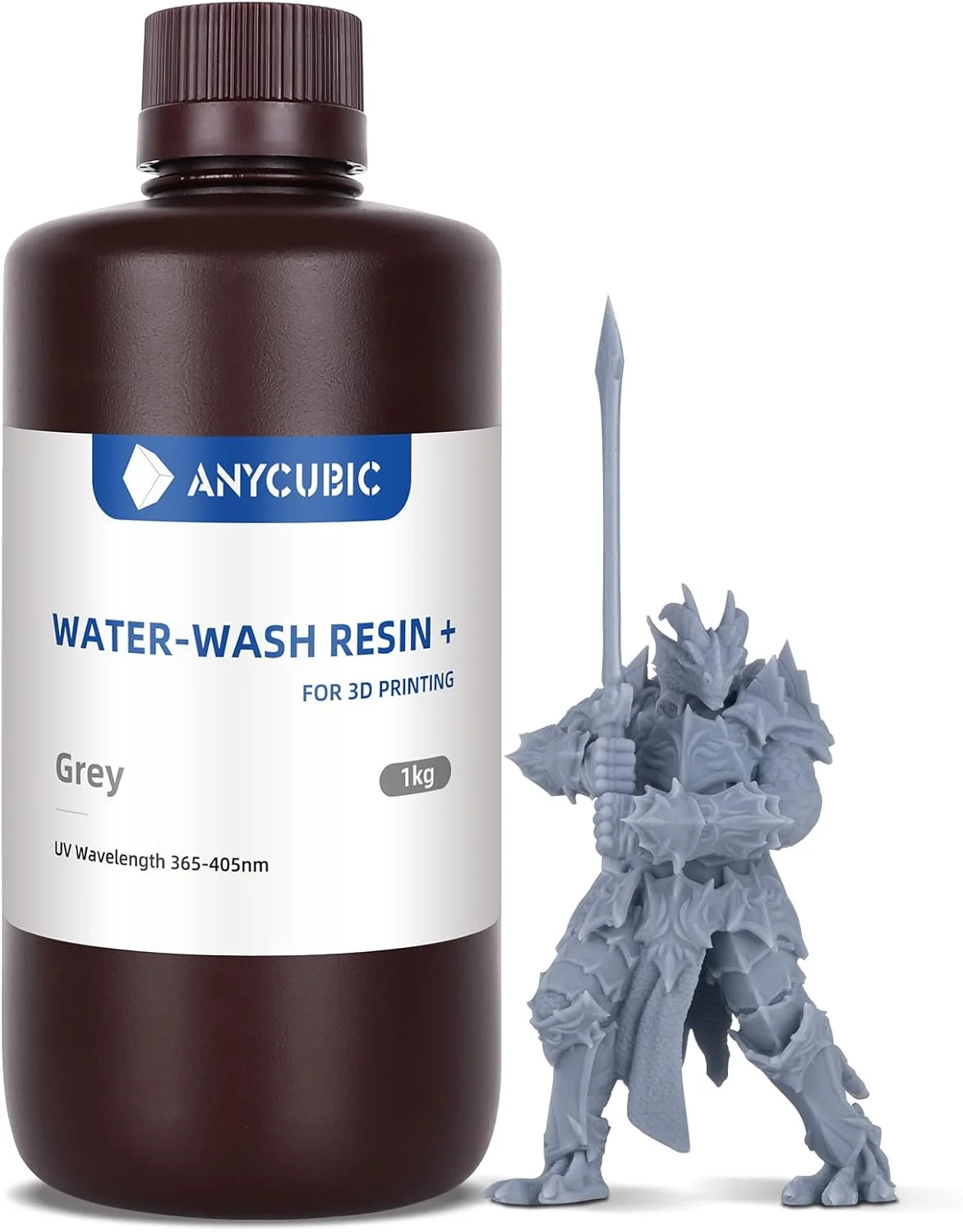 رزین قابل شستشو با آب ANYCUBIC، رزین پرینتر سه بعدی با ویسکوزیته کم و چاپ سریع، رزین UV کیورینگ با دقت بالا 405 نانومتر، رزین فوتوپلیمر برای چاپ سه بعدی LCD DLP با قابلیت 8K (خاکستری، 1 کیلوگرم)