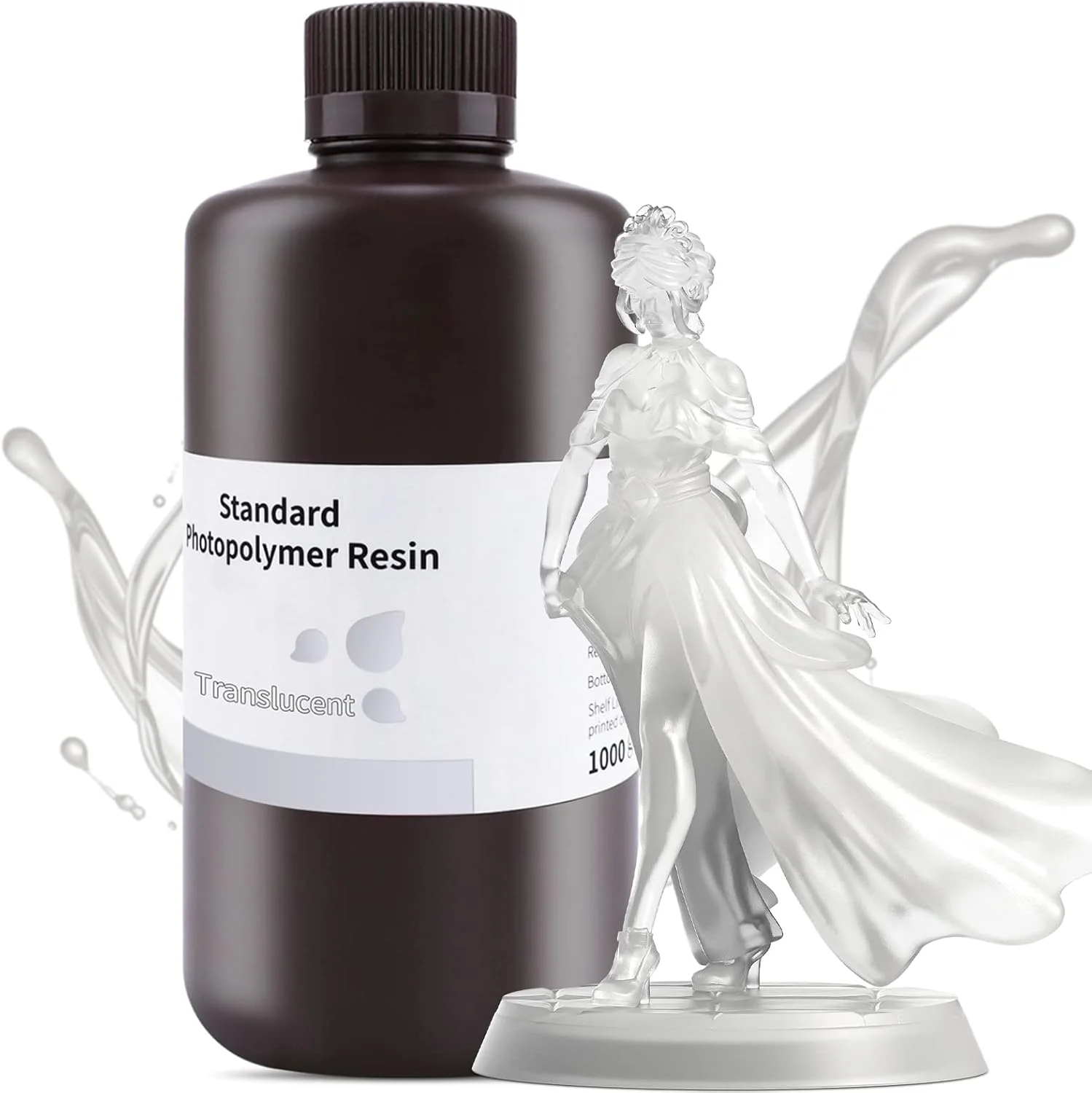 رزین پرینتر سه بعدی Deeplee ELEGOO، رزین استاندارد پخت سریع UV با طول موج 405 نانومتر، رزین فوتوپلیمری با دقت بالا، غیر سمی و کم بو برای پرینت سه بعدی DLP/LCD، شفاف 1000 گرمی