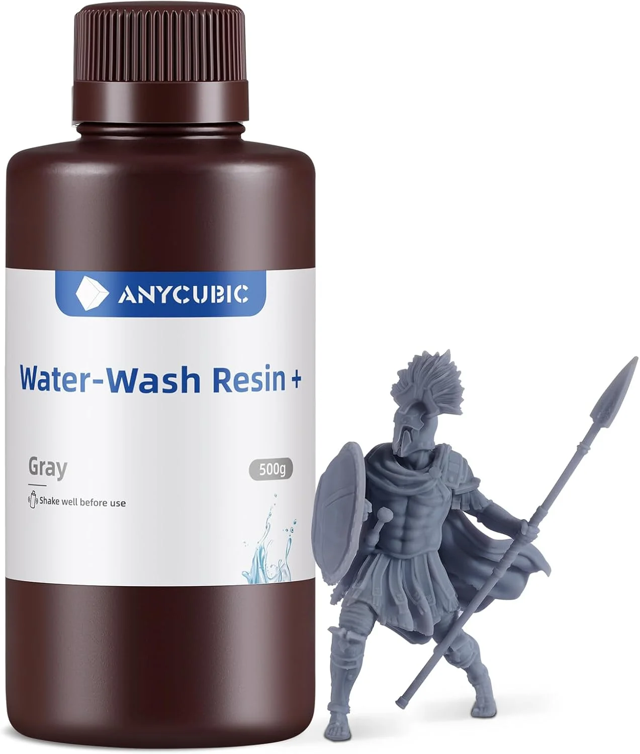 رزین قابل شستشو با آب ANYCUBIC، رزین پرینتر سه بعدی با ویسکوزیته کم و چاپ سریع، رزین UV کیورینگ 405 نانومتری با دقت بالا، رزین فوتوپلیمری برای چاپ سه بعدی LCD DLP با قابلیت 8K (خاکستری، 500 گرم)