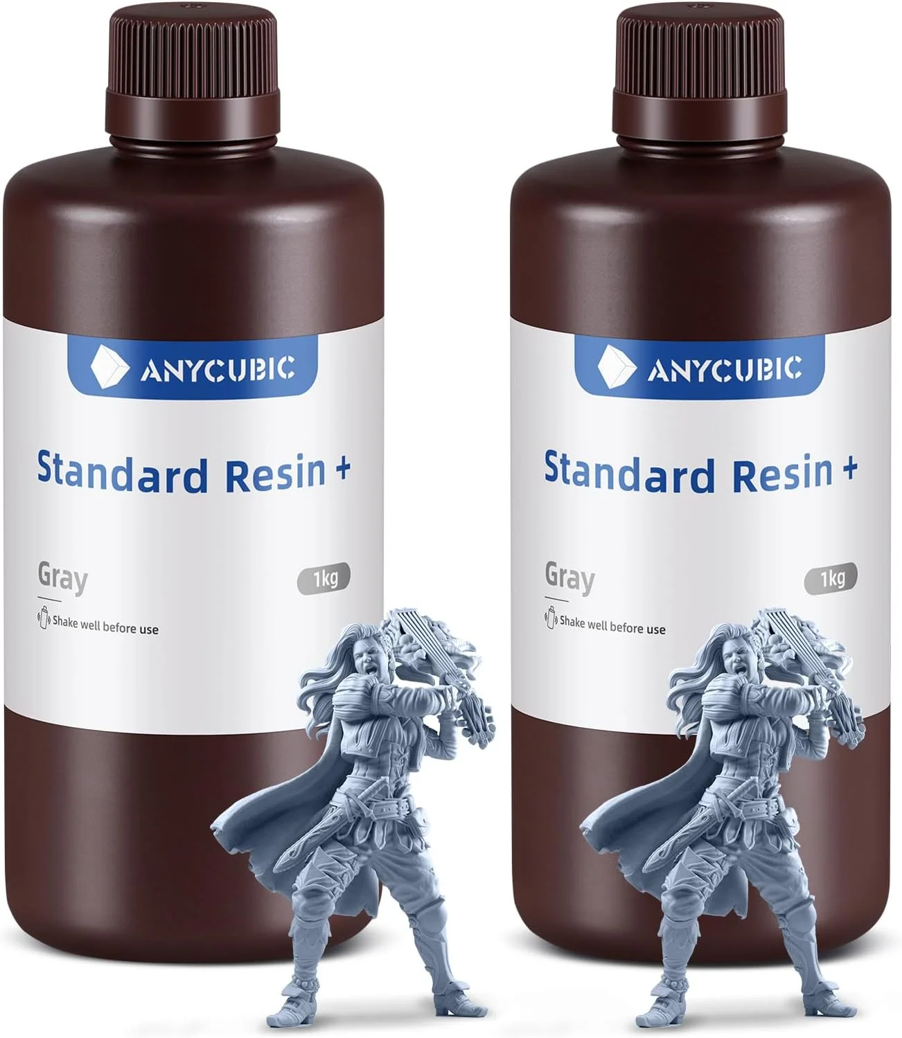 رزین استاندارد ارتقا یافته پرینتر سه بعدی ANYCUBIC، رزین پخت سریع فرابنفش SLA 405 نانومتری، فوتوپلیمر سریع و با دقت بالا برای چاپ سه بعدی LCD/DLP/SLA با ظرفیت 8K (خاکستری+خاکستری، 2 کیلوگرم)