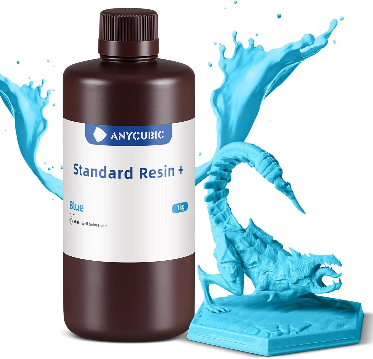 رزین پرینتر سه بعدی استاندارد ارتقا یافته ANYCUBIC، رزین پخت سریع UV با طول موج 405 نانومتر، فوتوپلیمر سریع و با دقت بالا برای پرینت سه بعدی LCD/DLP/SLA با قابلیت 8K (آبی فیروزه ای، 1000 گرم)