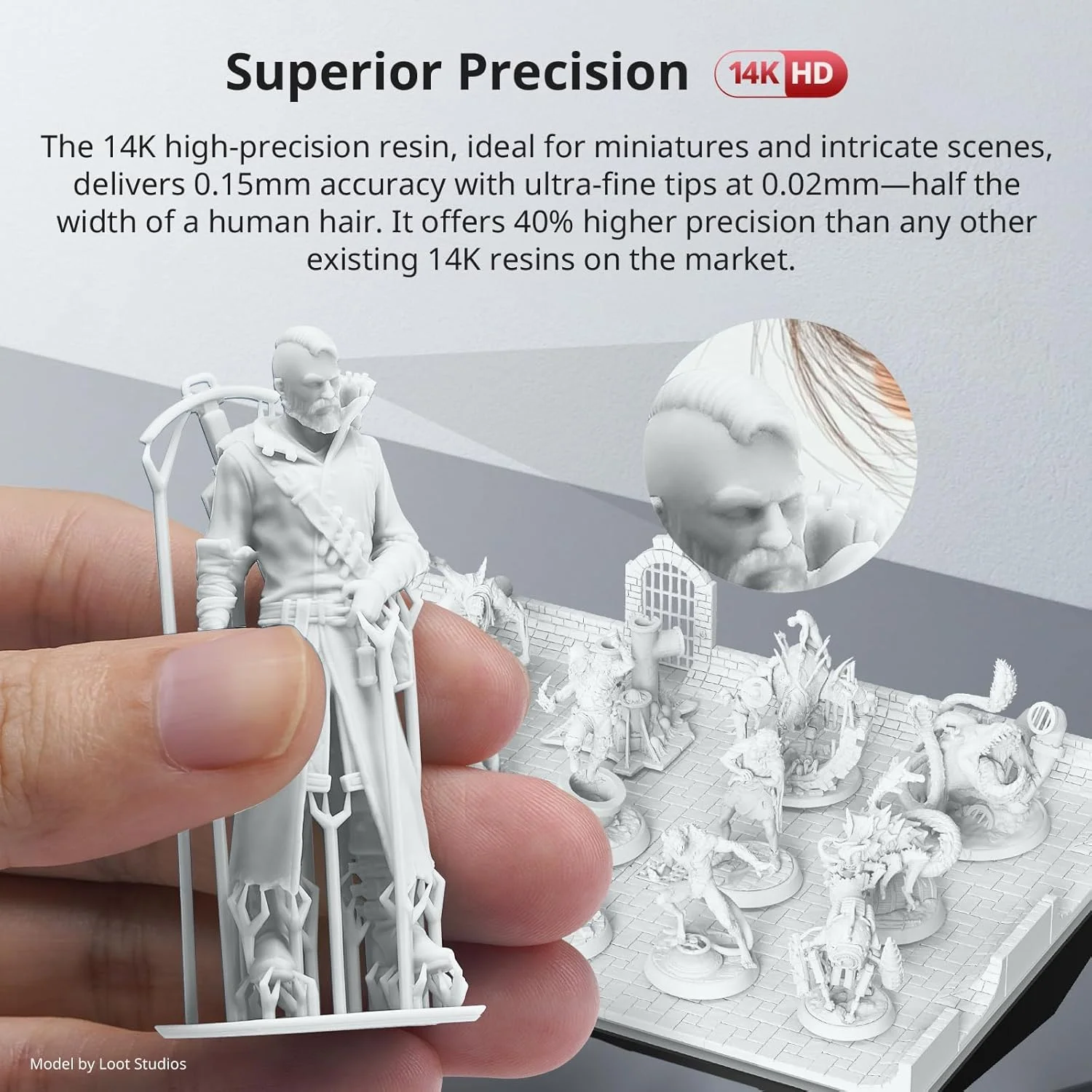 رزین پرینتر سه بعدی ANYCUBIC 14K، رزین با بافت و دقت فوق العاده، پرداخت مات مدل، کمترین بو، رزین چاپ سه بعدی با مقاومت بالا برای همه پرینترهای سه بعدی