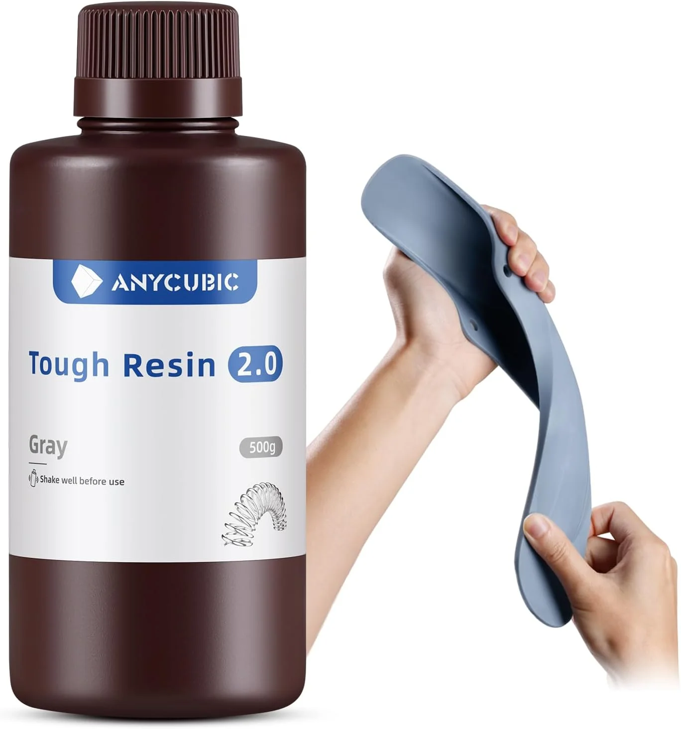 رزین سخت و مقاوم سری SRX (خاکستری، 500 گرمی) انی کیوبیک، رزین فوتوپلیمری UV با دقت و ضربه پذیری بالا، مناسب برای پرینت سه بعدی LCD با طول موج 405 نانومتر