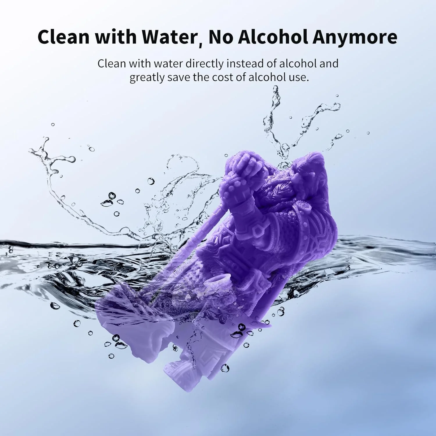 رزین پرینتر سه بعدی قابل شستشو با آب ارتقا یافته ANYCUBIC، رزین سه بعدی با دقت بالا 405 نانومتر، رزین فتوپلیمری با انقباض کم برای چاپگرهای سه بعدی رزینی LCD DLP با قابلیت 4K/8K/12K (بنفش، 1000 گرم)