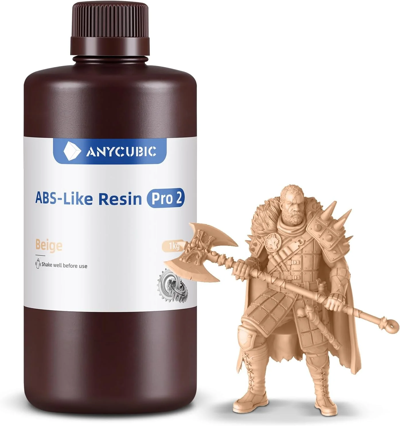 رزین پرینتر سه بعدی ANYCUBIC، رزین ABS pro 2 با استحکام و چقرمگی بالاتر، عملکرد بسیار برتر از رزین نوع ABS، بوی کم، سازگاری گسترده با همه پرینترهای سه بعدی رزینی (بژ، 1 کیلوگرم)