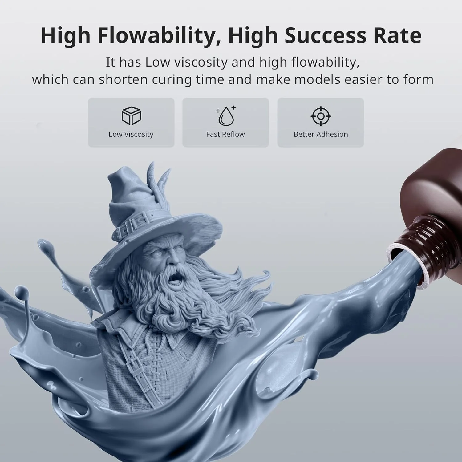 رزین پرینتر سه بعدی ANYCUBIC مدل ABS Pro 2، قوی تر و سخت تر، دقت بالا و ماندگاری طولانی، بوی کم، سازگاری گسترده برای همه پرینترهای سه بعدی رزینی LCD (خاکستری، 1 کیلوگرم)