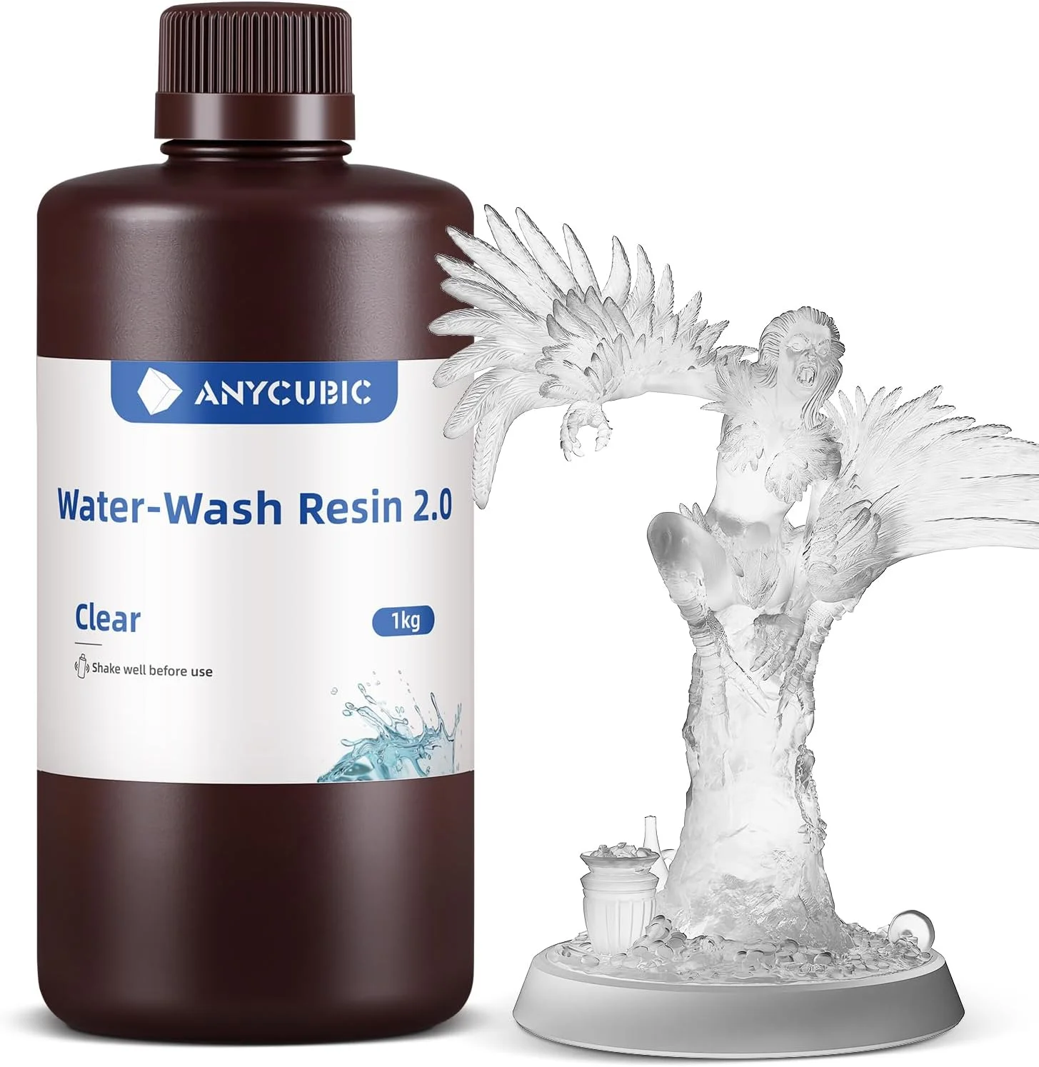 رزین پرینتر سه بعدی ANYCUBIC، رزین قابل شستشو با آب، بدون نیاز به الکل اضافی و تمیز کردن آسان، پخت سریع، بوی کم، سازگاری گسترده برای همه پرینترهای سه بعدی از