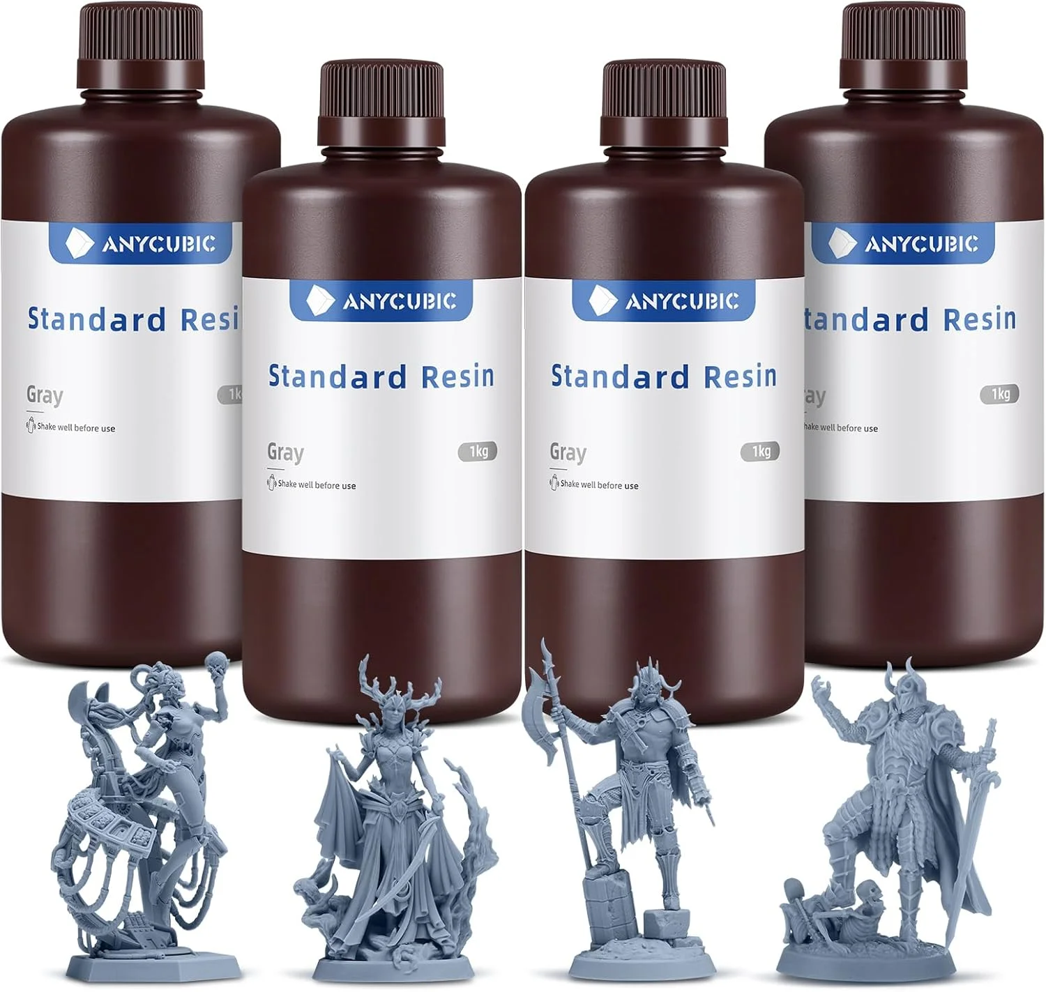 رزین پرینتر سه بعدی ANYCUBIC LCD UV 405 نانومتر فوتوپلیمر سریع برای پرینترهای سه بعدی LCD/DLP/SLA، خاکستری 4 کیلوگرم