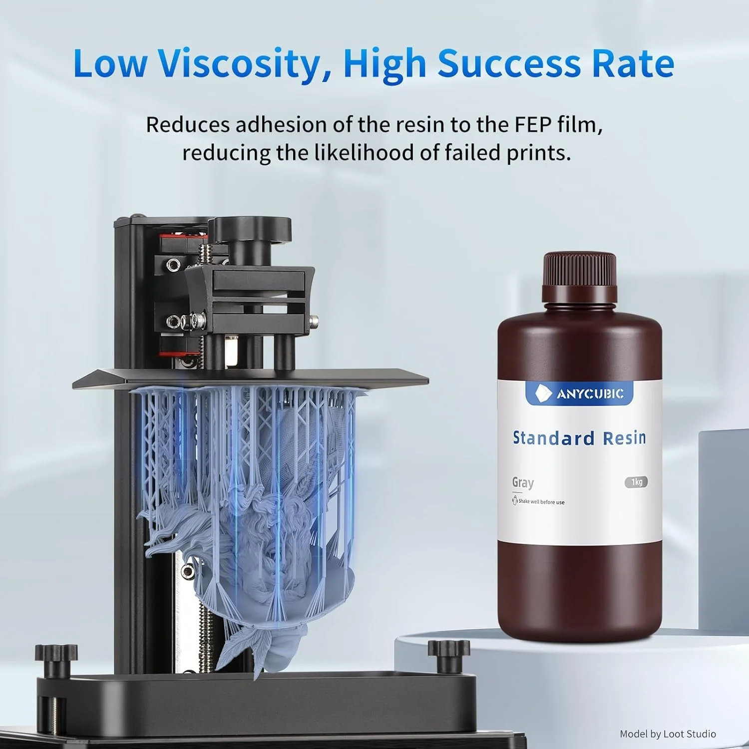 رزین پرینتر سه بعدی ANYCUBIC LCD UV 405 نانومتر فوتوپلیمر سریع برای پرینترهای سه بعدی LCD/DLP/SLA، خاکستری 4 کیلوگرم