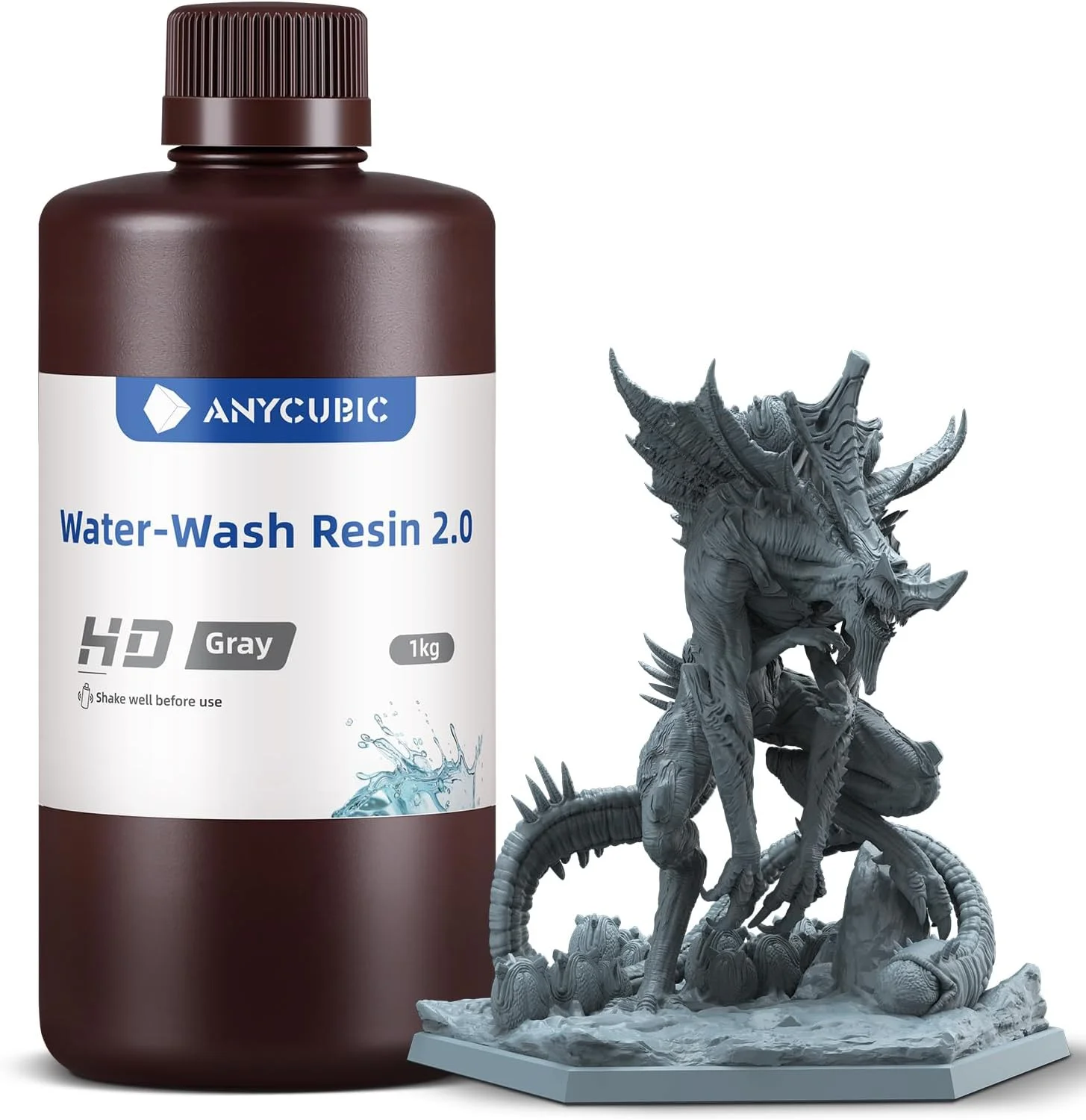 رزین پرینتر سه بعدی ANYCUBIC، رزین قابل شستشو با آب 8K، بدون نیاز به الکل اضافی و تمیز کردن آسان، پخت سریع، بوی کم، سازگاری گسترده برای همه پرینترهای سه بعدی