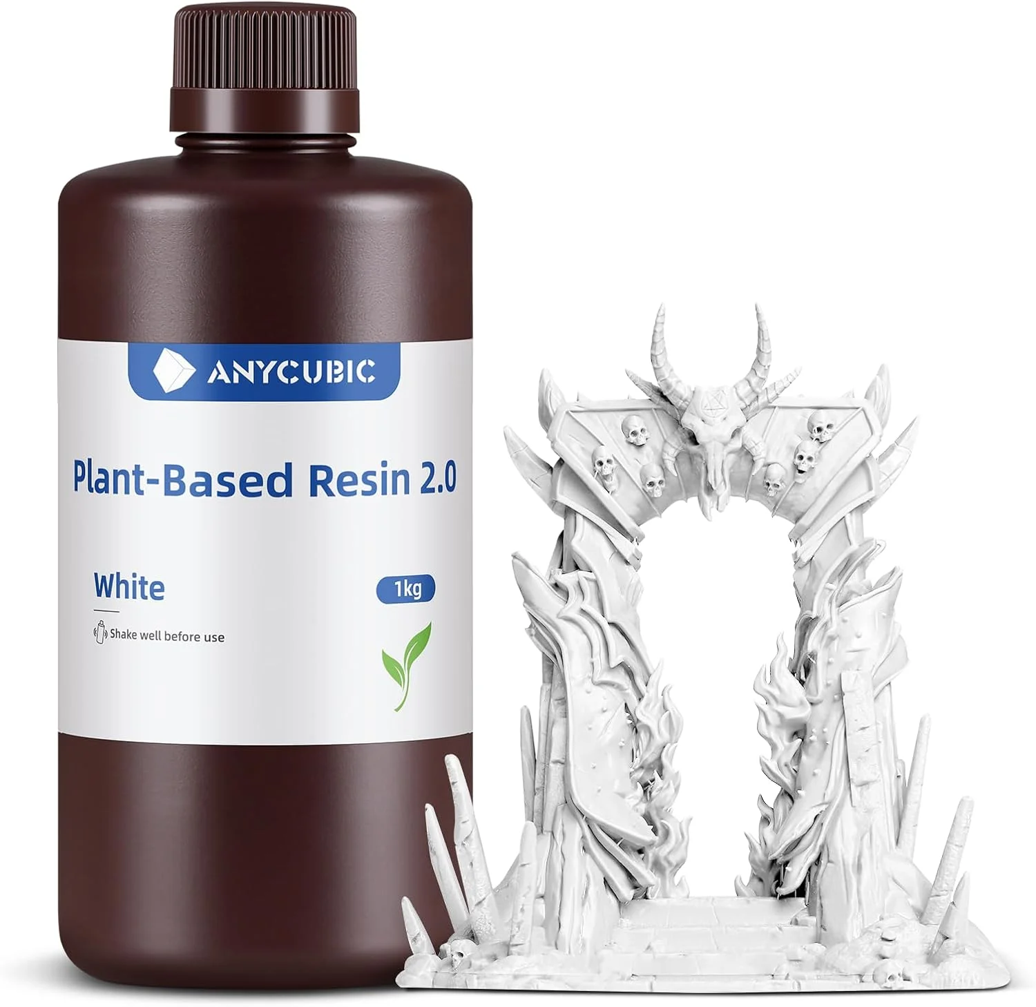 رزین پرینتر سه بعدی ANYCUBIC، رزین سریع گیاهی UV 405 نانومتر، کم بو، رزین فوتوپلیمر برای پرینت سه بعدی LCD، 1 کیلوگرم سفید