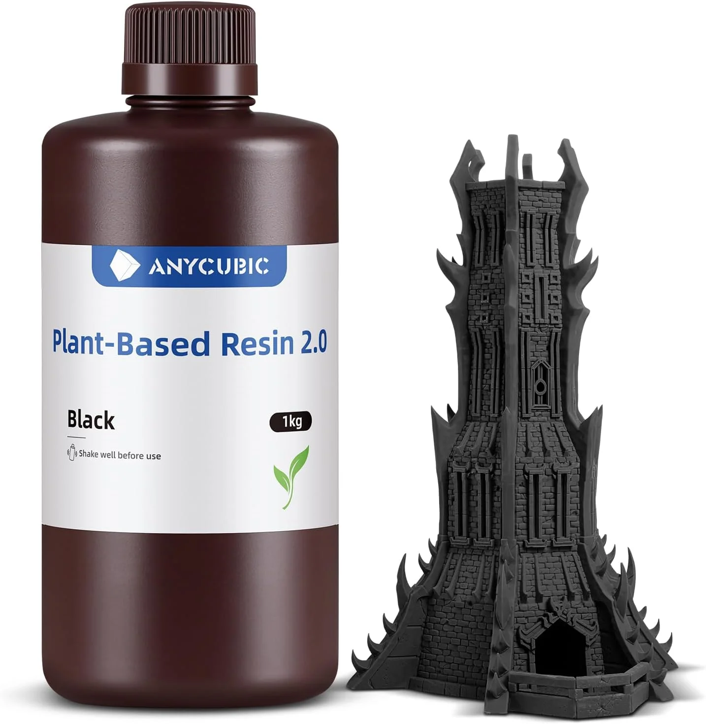 رزین پرینتر سه بعدی ANYCUBIC با بوی کم و ایمن، رزین سریع پخت گیاهی UV 405 نانومتری با دقت بالا و پخت سریع برای پرینت سه بعدی LCD (مشکی، 1000 گرم)