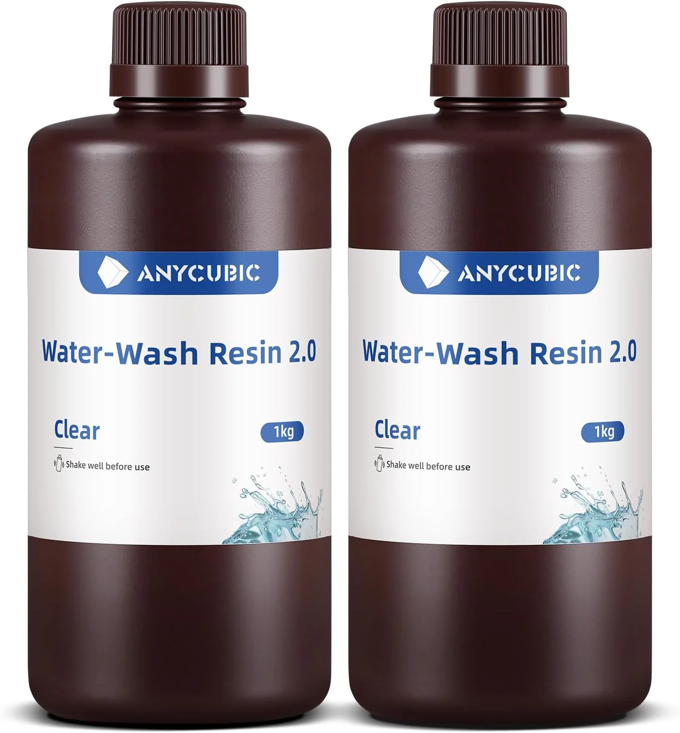 رزین پرینتر سه بعدی قابل شستشو با آب ANYCUBIC، رزین UV کیورینگ 405 نانومتری با دقت بالا، رزین فوتوپلیمری با انقباض کم برای پرینت سه بعدی رزینی LCD DLP با قابلیت 8K (شفاف + شفاف، 2000 گرم)