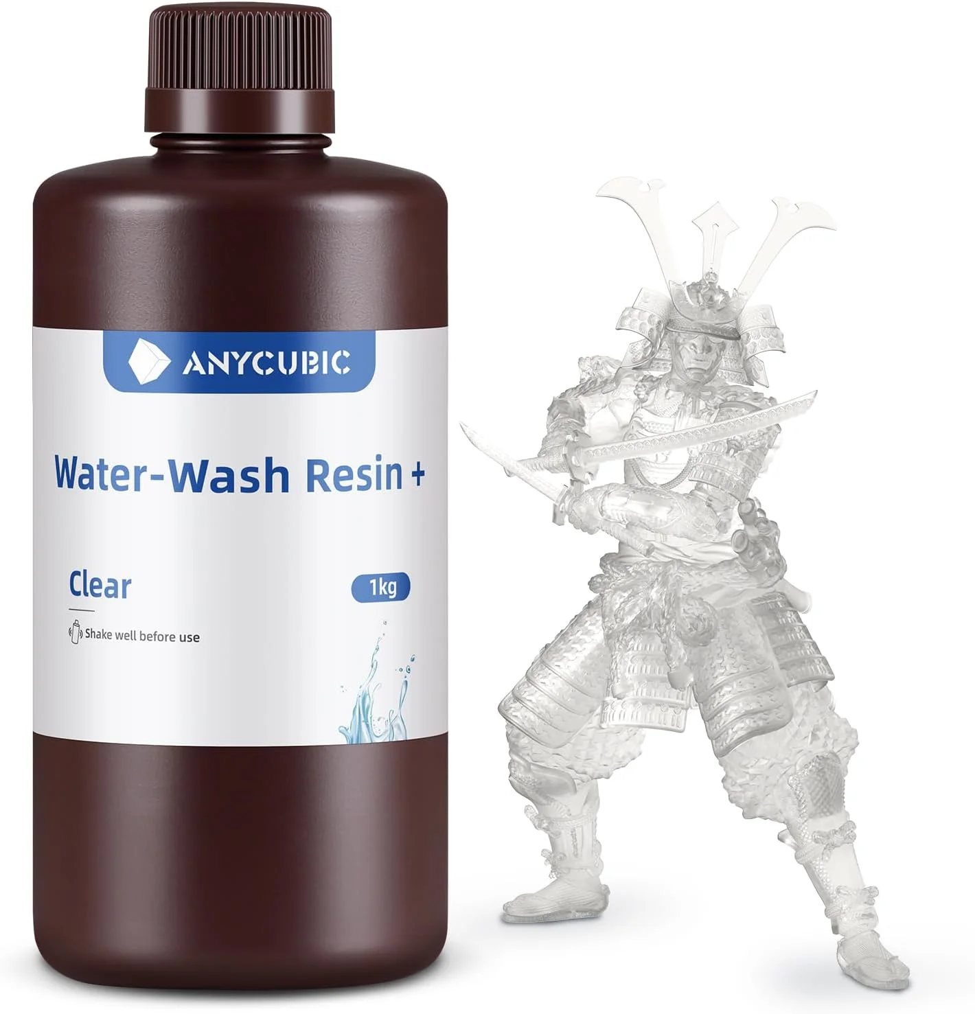 رزین پرینتر سه بعدی قابل شستشو با آب ANYCUBIC، رزین UV کیورینگ با دقت بالا 405 نانومتر، رزین فوتوپلیمری استاندارد با انقباض کم برای پرینت سه بعدی LCD DLP با قابلیت 8K (شفاف، 1000 گرم)