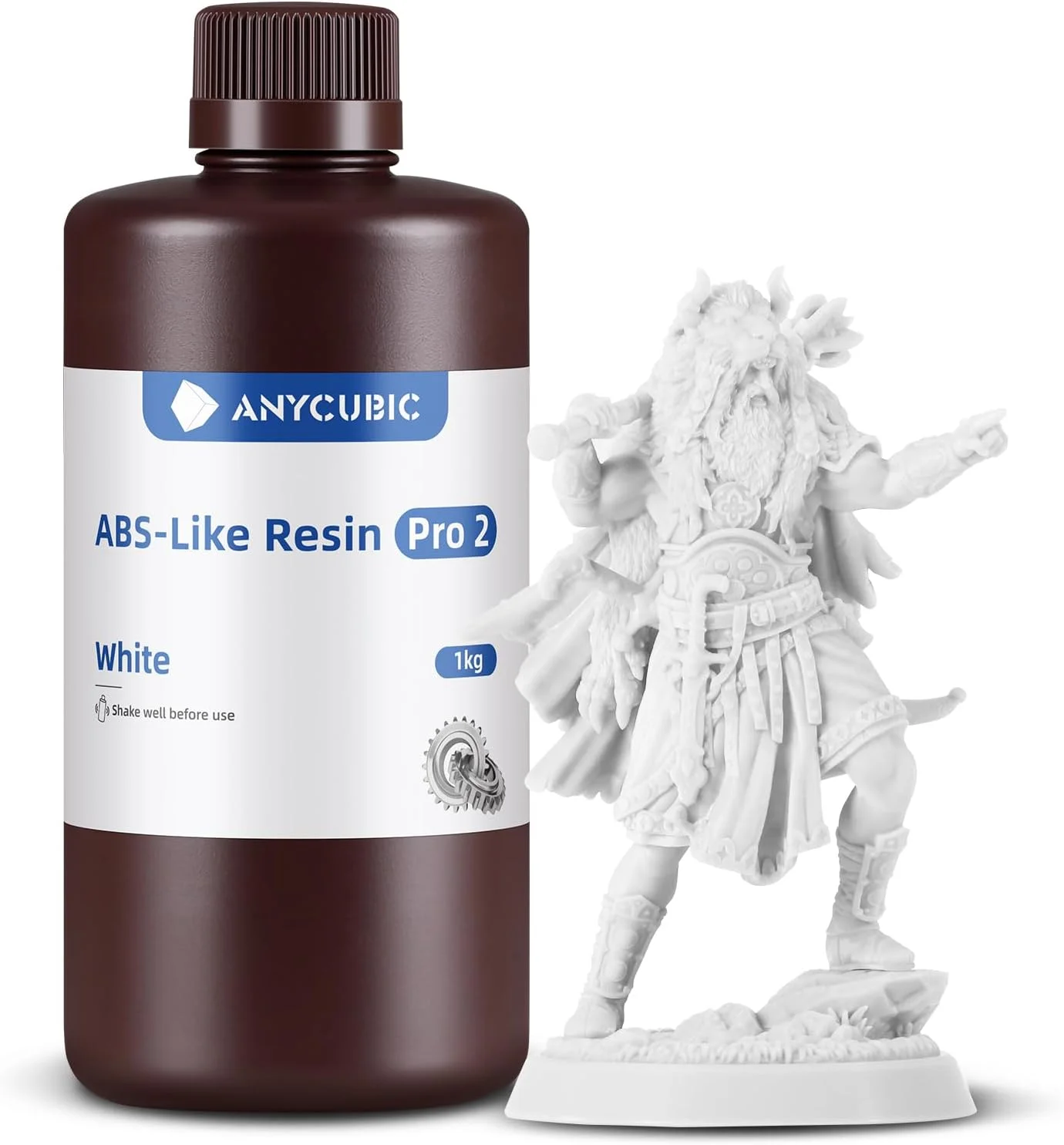 رزین پرینتر سه بعدی ANYCUBIC، رزین مشابه ABS Pro 2 با استحکام و چقرمگی بهبود یافته، عملکرد بسیار برتر از رزین ABS، بوی کم، سازگاری گسترده (سفید، 1 کیلوگرم)