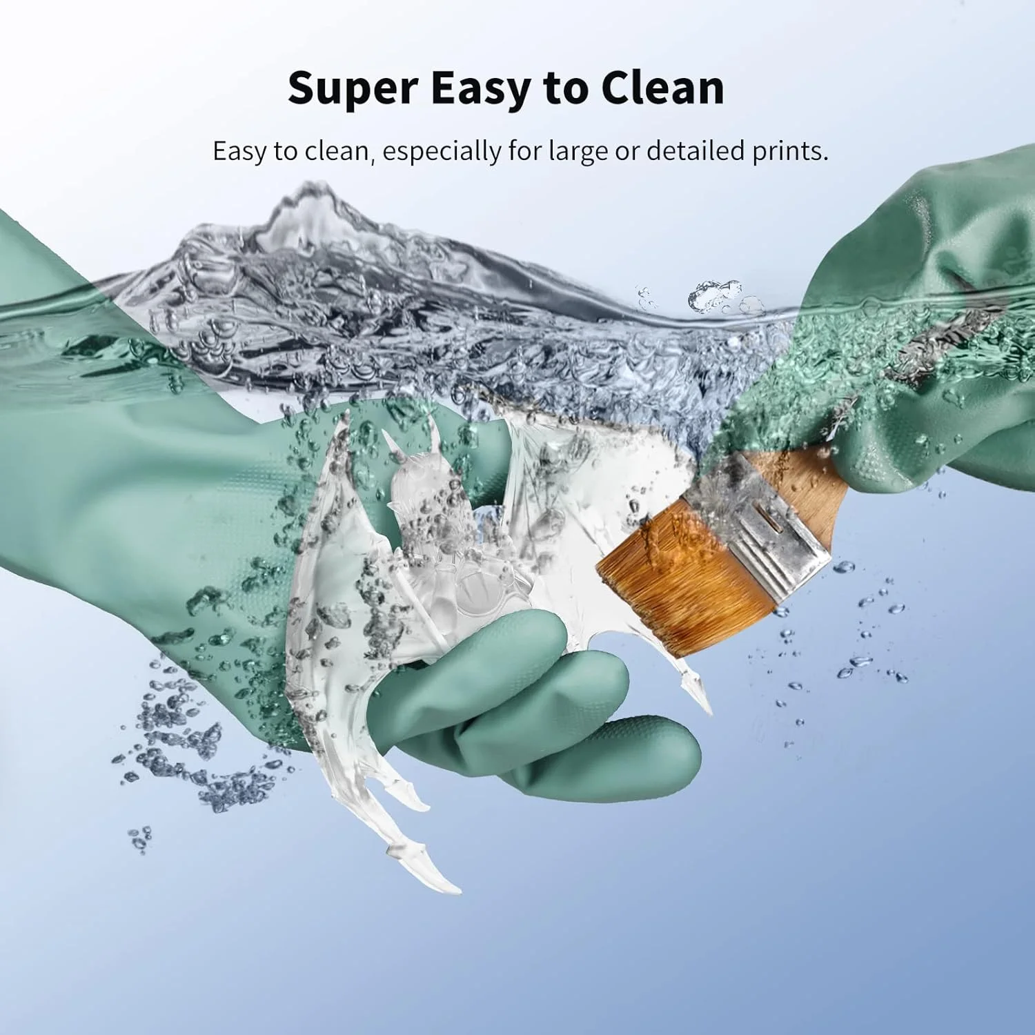 رزین پرینتر سه بعدی قابل شستشو با آب ANYCUBIC، رزین UV کیورینگ با دقت بالا 405 نانومتر، رزین فوتوپلیمری استاندارد با انقباض کم برای پرینت سه بعدی LCD DLP با قابلیت 8K (شفاف، 1000 گرم)