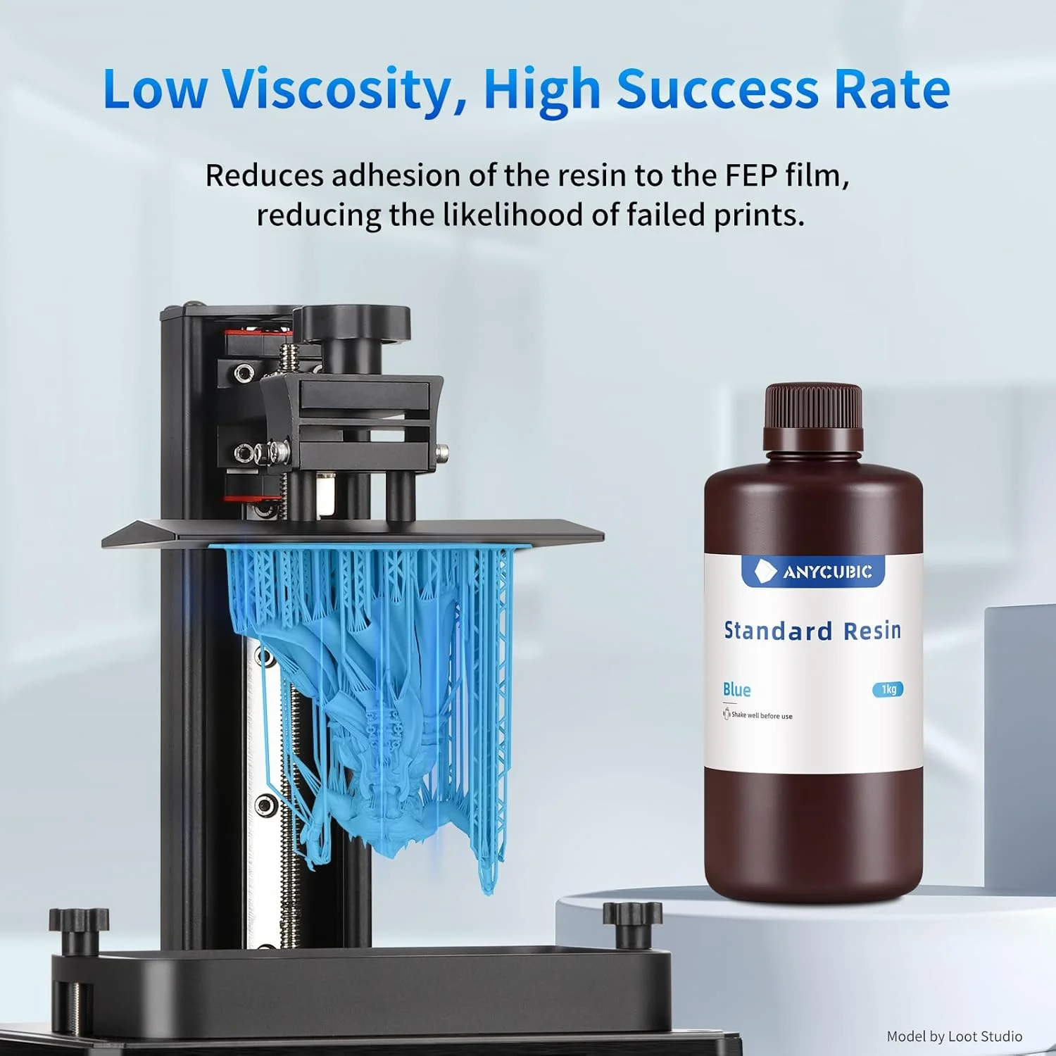 رزین پرینتر سه بعدی ANYCUBIC، رزین کیورینگ UV با طول موج 405 نانومتر، دقت بالا، کیورینگ سریع و سیالیت عالی برای پرینت سه بعدی LCD (آبی، 1 کیلوگرم)